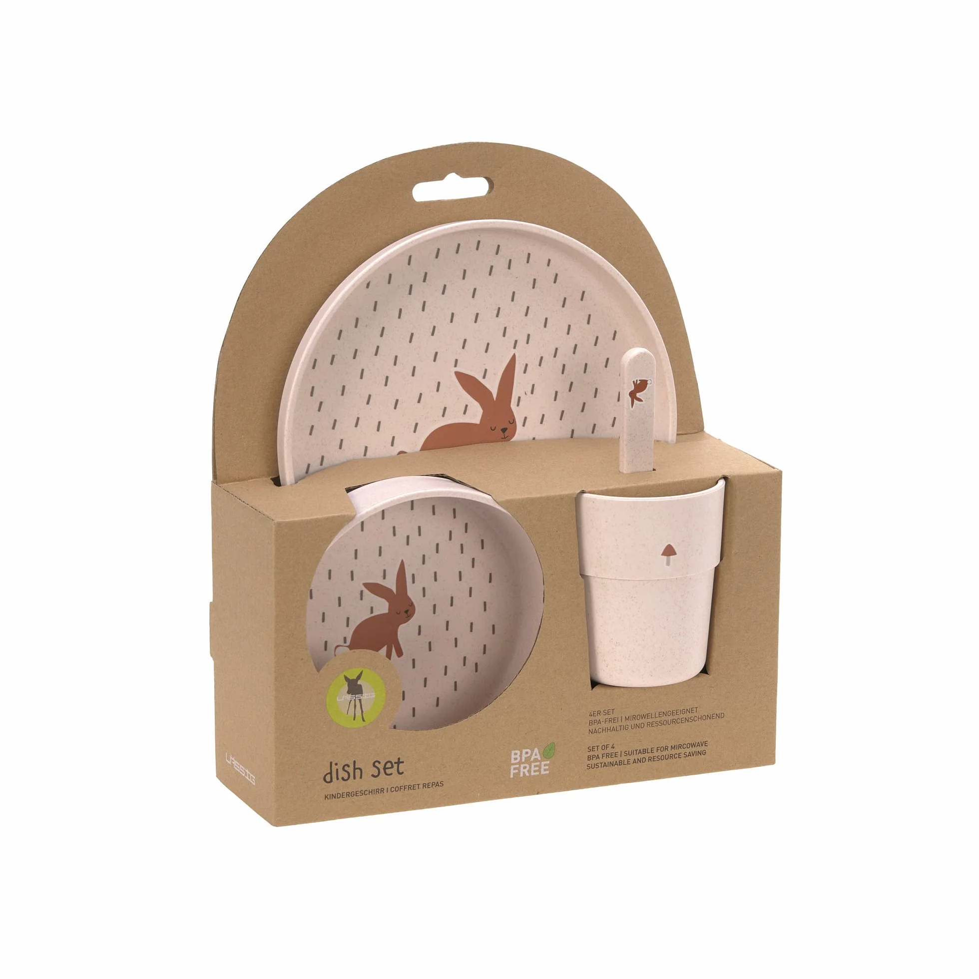LÄSSIG Set de vaisselle enfants sans mélamine BPA Little Forest Rabbit lave-vaisselle micro-ondes
