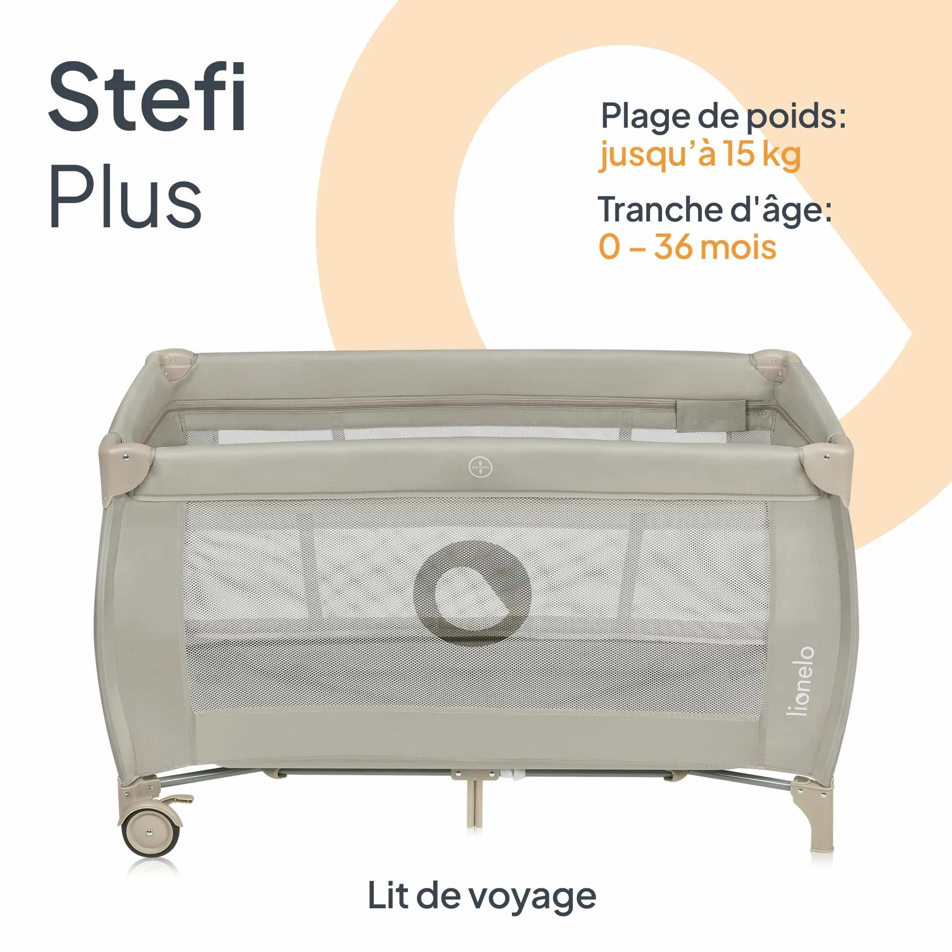 LIONELO Stefi lit bebe bebe LockGuard 15 kg entrée latérale pliage rapide sac de transport Beige