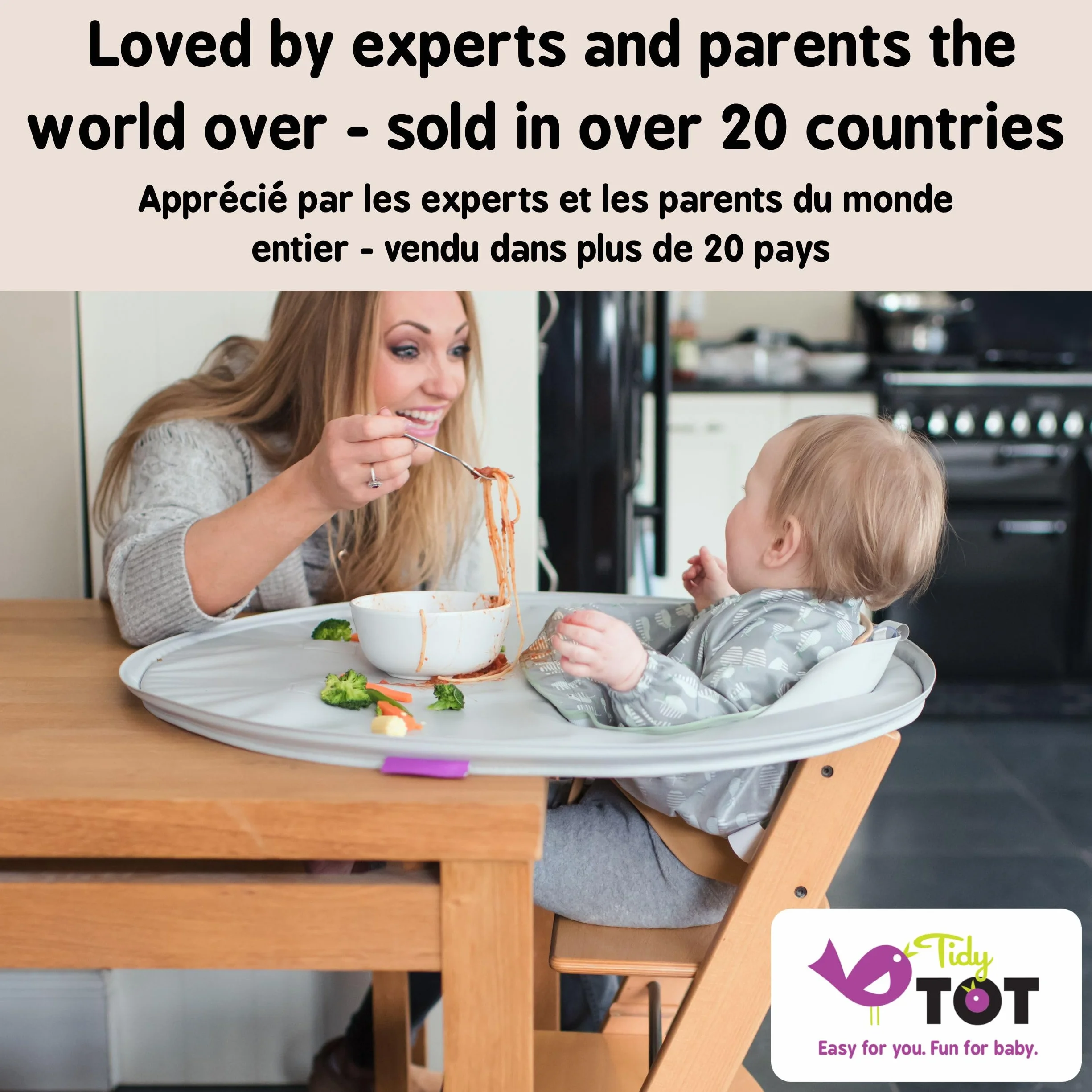 Tidy Tot®™ Kit Bavoir et Plateau Repas Bébé Anti-Gaspillage DME Diversification Alimentaire