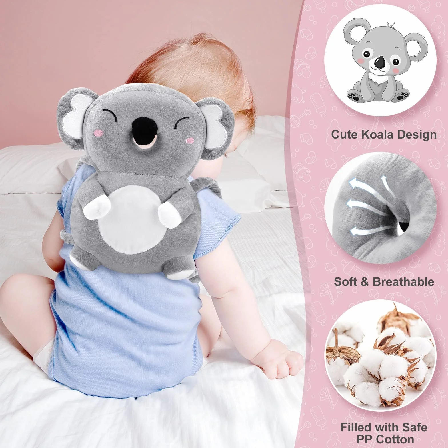 Doux Coussin Protection Tête Bébé 4-24 Mois Anti-Chute Enfants
