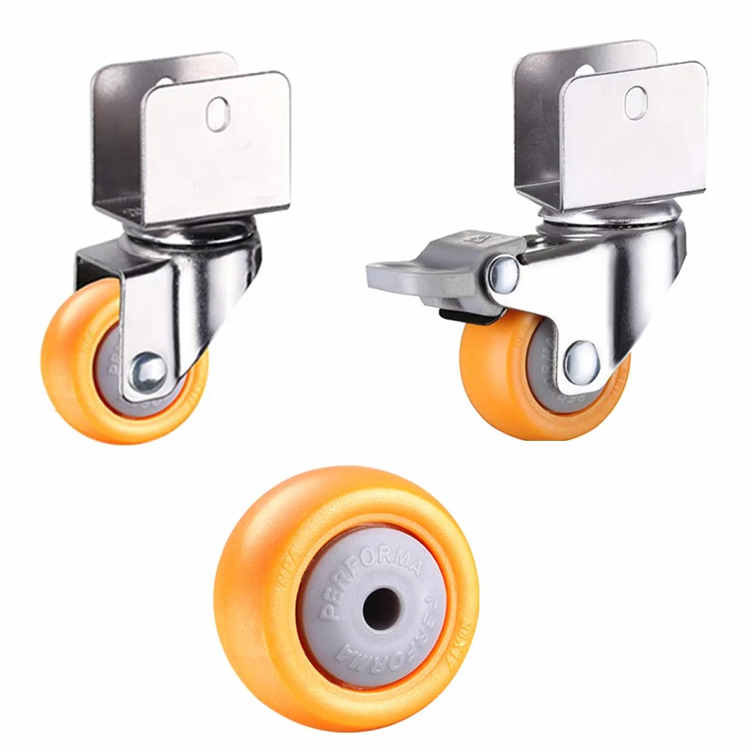Roulettes pivotantes lourdes 1,5 pouces 38 mm pour berceaux avec support en U, roulettes de meubles en nylon, capacité 75 kg