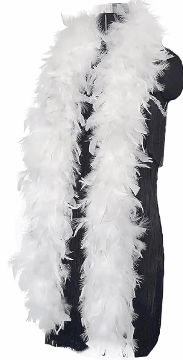 Écharpe en plumes de 2 m pour enfants, accessoire de costume de bal, mariage, Noël, Halloween, carnaval (blanc)