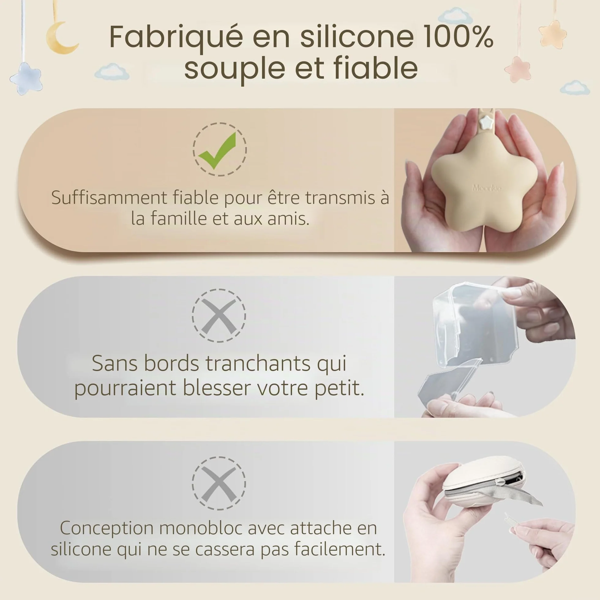 Moonkie Boîte à Tétine Bébé 2 PCS Silicone Imperméable Étui Portable sans BPA Blush Lilas Doux