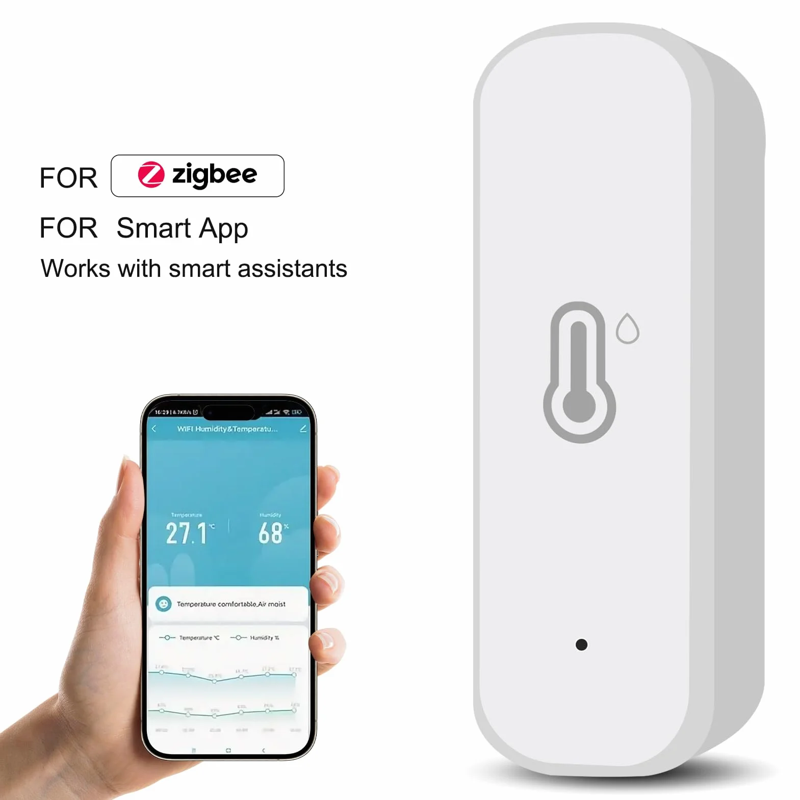 Capteurs Hygromètre Thermomètre Zigbee, Détecteur Intelligent Température Humidité Intérieur Sans Fil avec Alarme Application