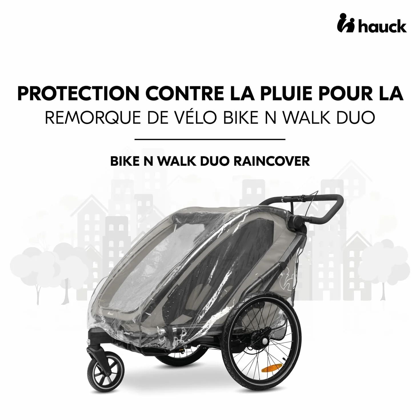 Hauck Habillage Pluie pour Remorque Vélo Enfant Bike N Walk Duo – Protection Imperméable avec Aération et Bandes Réfléchissantes, Pliable