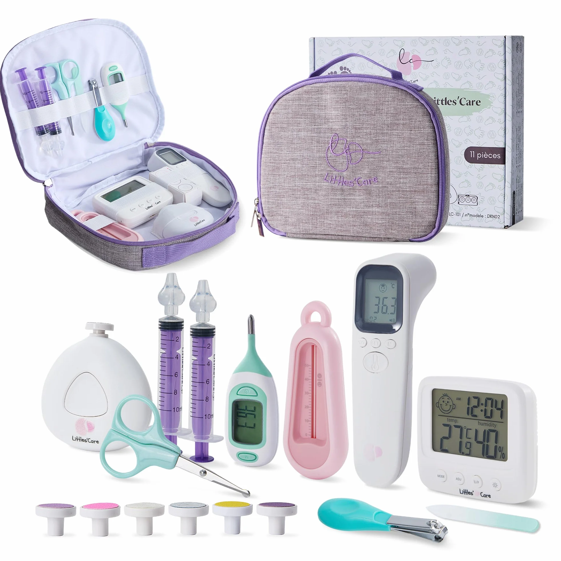 Trousse de toilette soin bébé thermomètre frontal mouche bébé seringue nasale coffret naissance complet