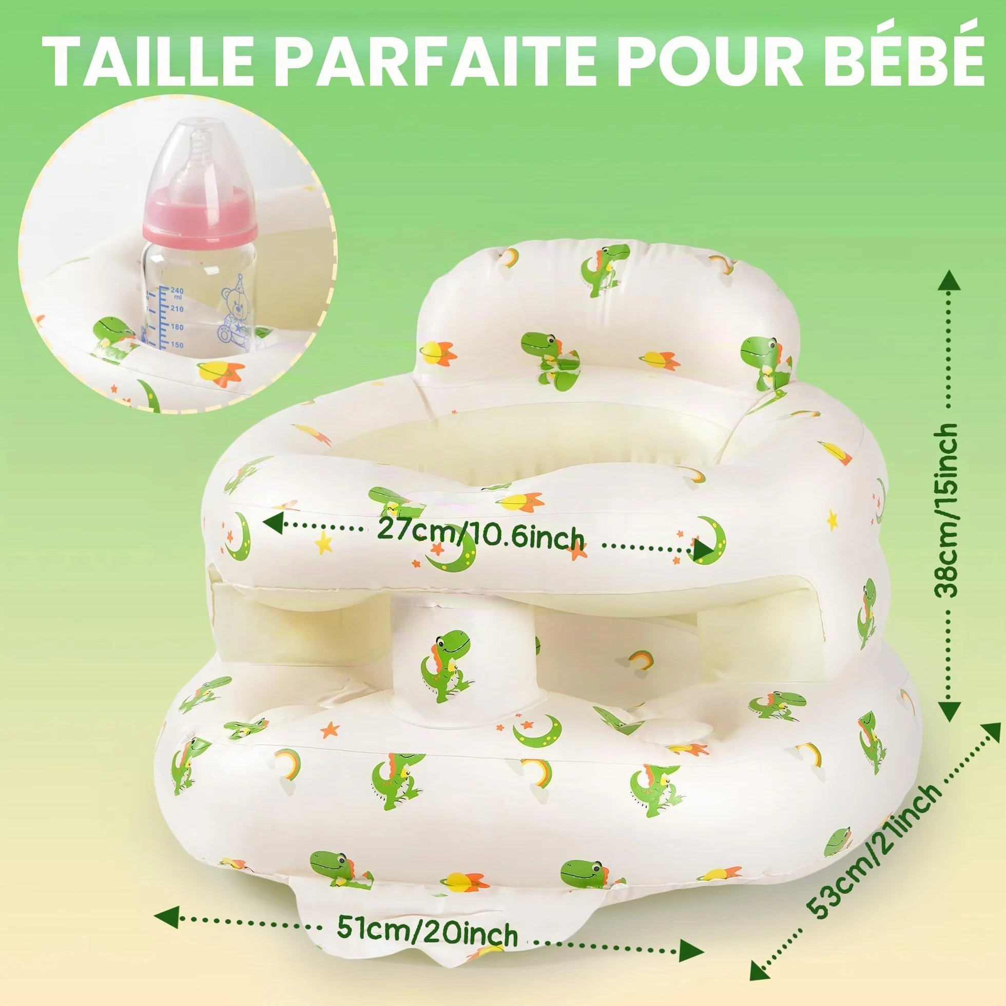Chaise gonflable bébé 3 mois+ pompe intégrée apprendre s'asseoir douche camping