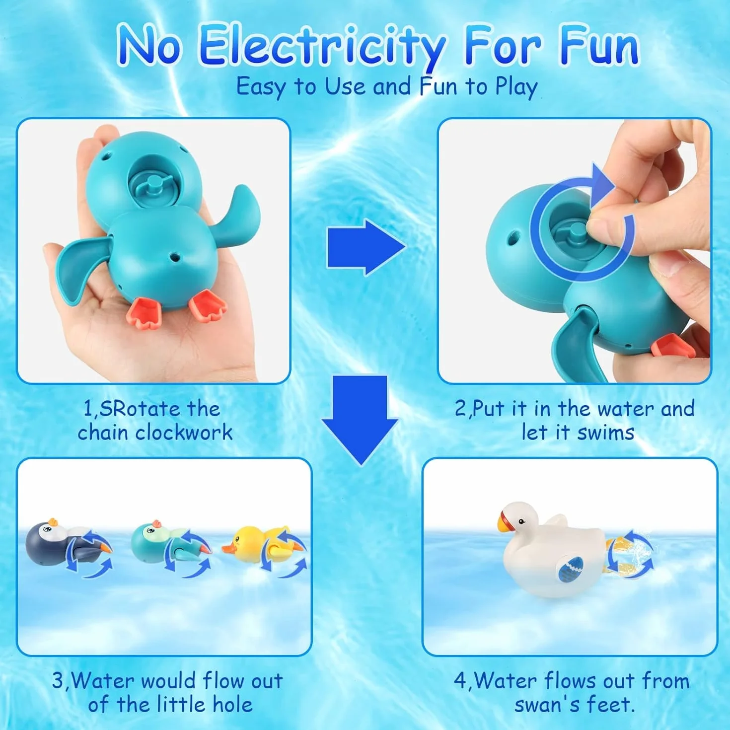 Jouets de Bain 4 Pièce pour Enfants 1-4 Ans, Jouets Flottants d'Eau, Cadeau Garçon Fille