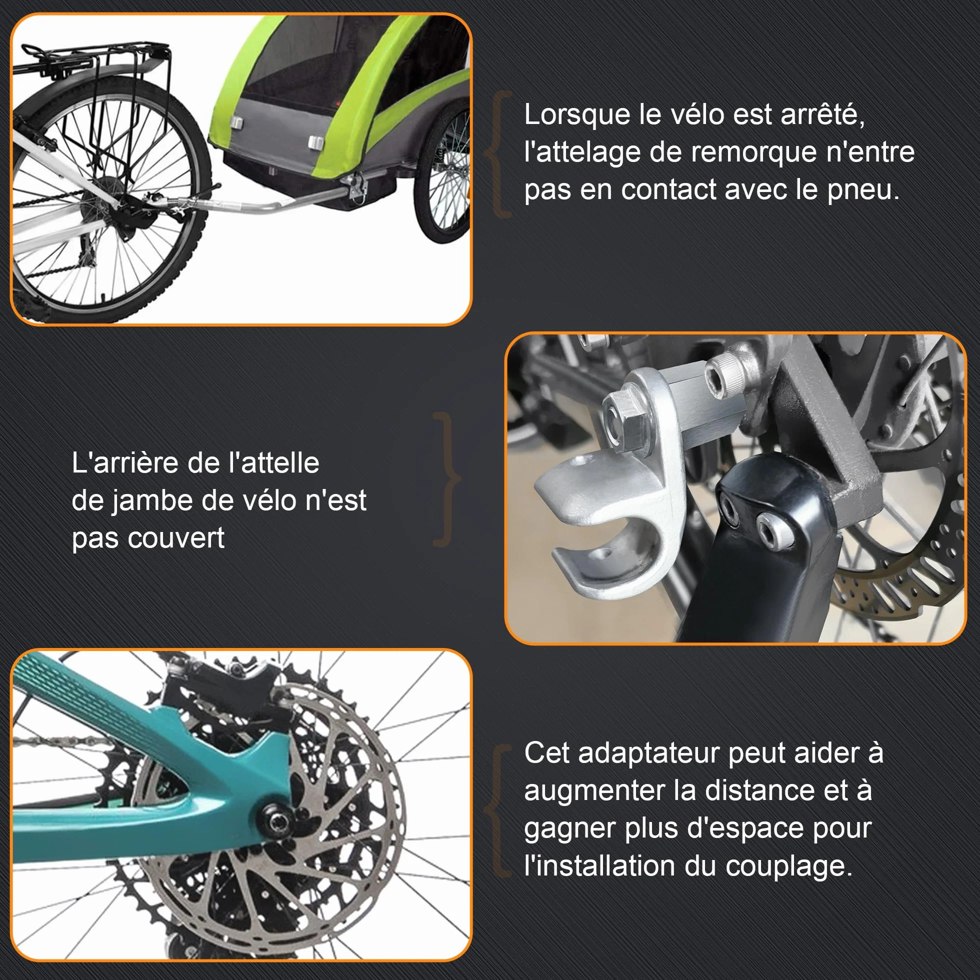 Adaptateur d'embrayage Universel pour remorque de vélo