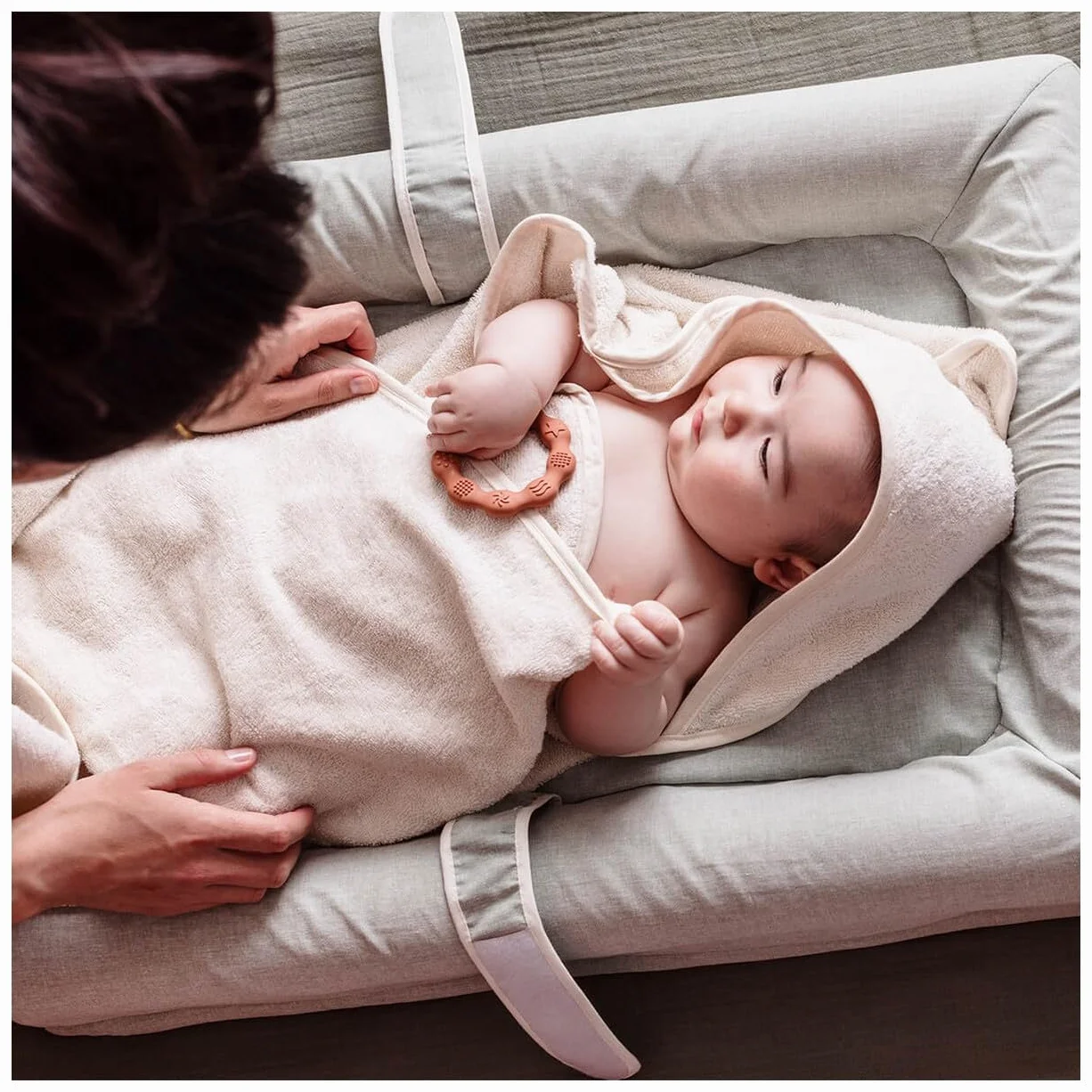 Cape de bain tablier XXL Parent/Bébé en viscose 100x100 cm Rose