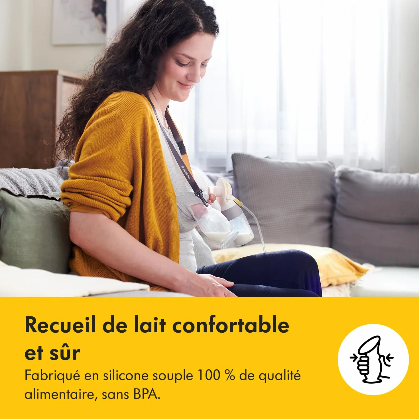 Medela recueil lait maternel en silicone avec base ventouse couvercle stockage