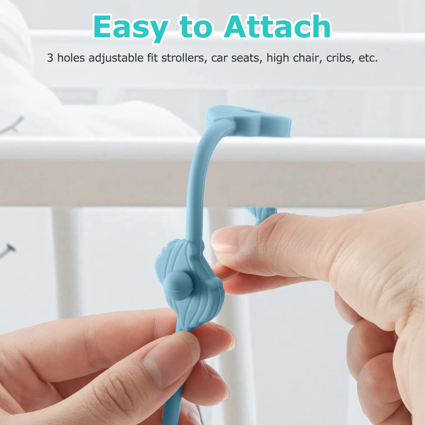 Lot de 4 Ceintures de Sécurité pour Jouets, Sangles pour Tasse, Silicone Pacifier Chain, pour Poussette, Chaise Haute, Berceau