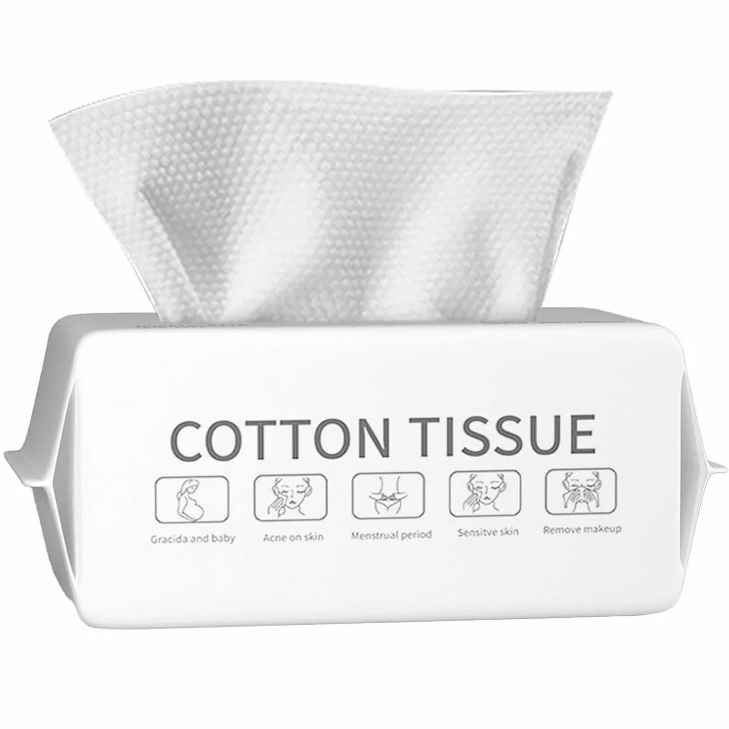 Lingettes Jetables 100% Coton 20x20cm, Serviettes de Visage Biodégradables pour Bébé, Lot de 100