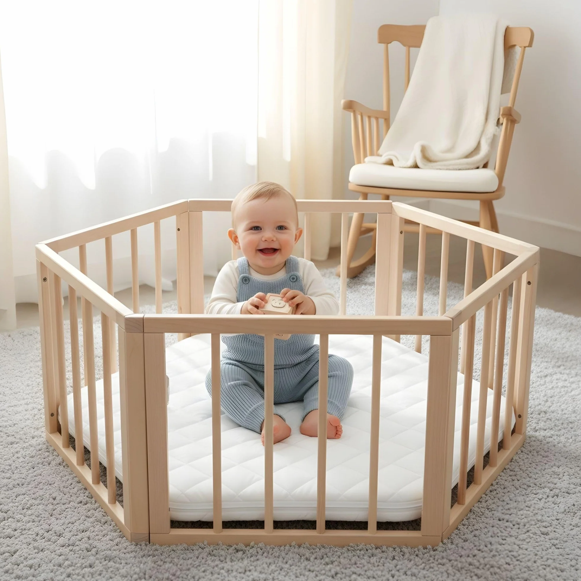 Totsy Baby Matelas de Parc Hexagonal 100x115 cm Oeko-Tex – Tapis de Jeu en Mousse pour Bébé