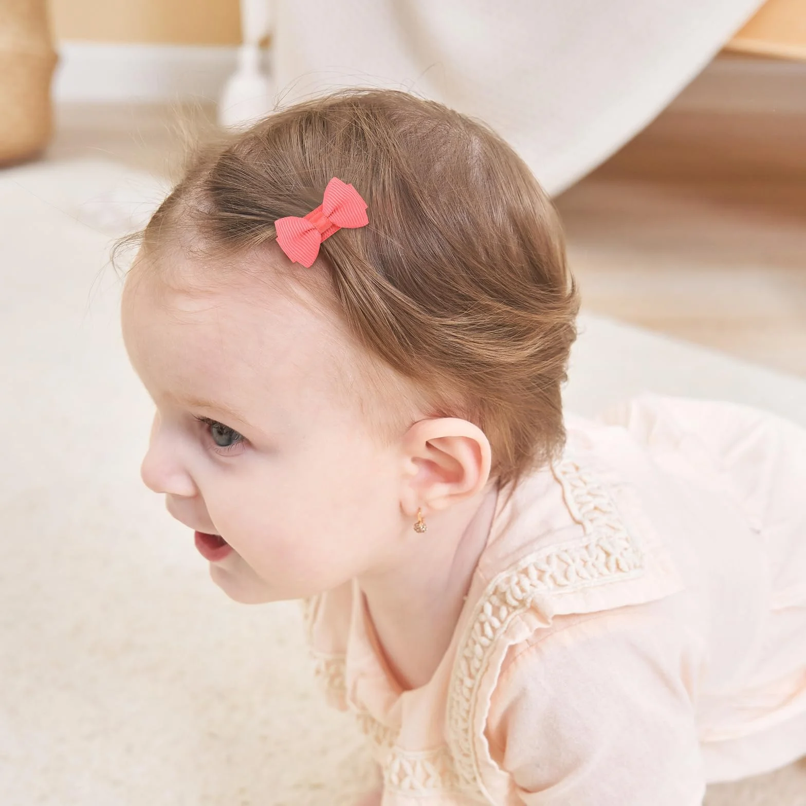 Jollybows 25 pièces Barrette Cheveux Bebe Fille, 1,2 pouces 3cm Mini Pince Cheveux Grosgrain Ribbon Anti Glisse