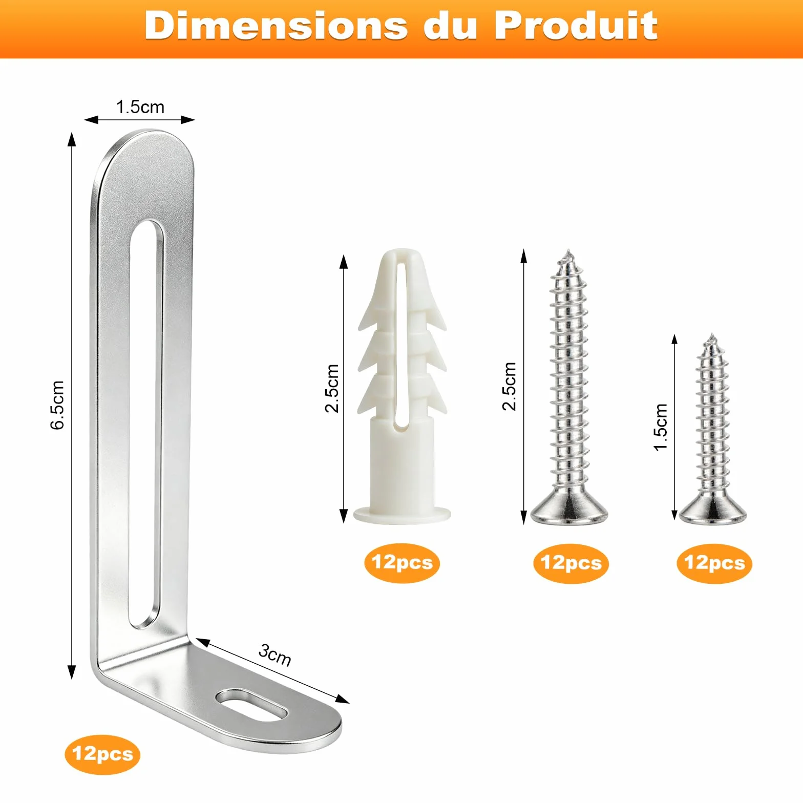 Kit Anti-Basculement Meuble, 12 Ancrages de Sécurité pour Armoires, Penderies, Argent