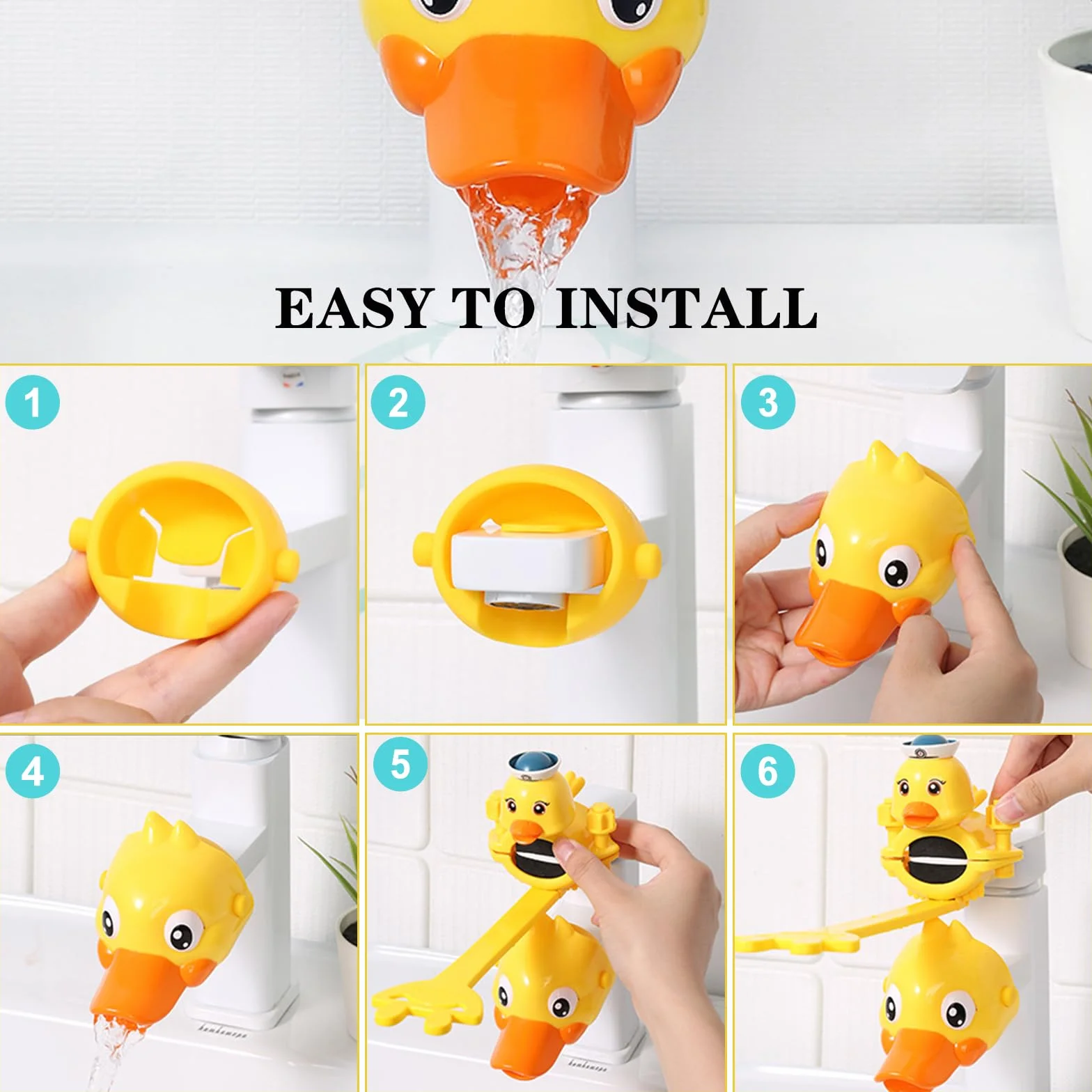 Extension Robinet pour Enfant 1 Pièces Robinet de Rallonge Design Canard réglable
