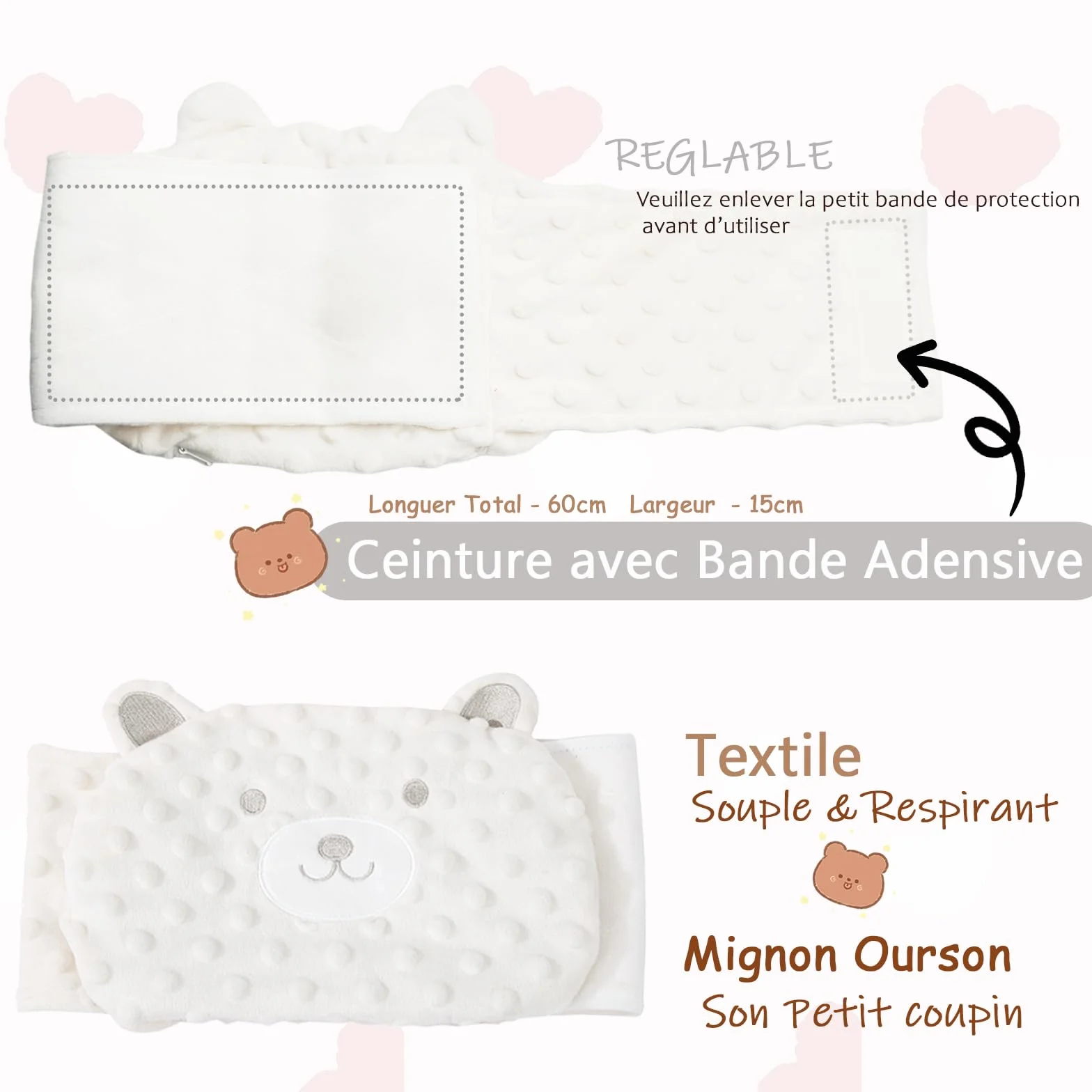 Bouillotte Bebe Anti Colique Ceinture Peluche Coussin Chauffant Micro Onde Rembourrage Naturel CE