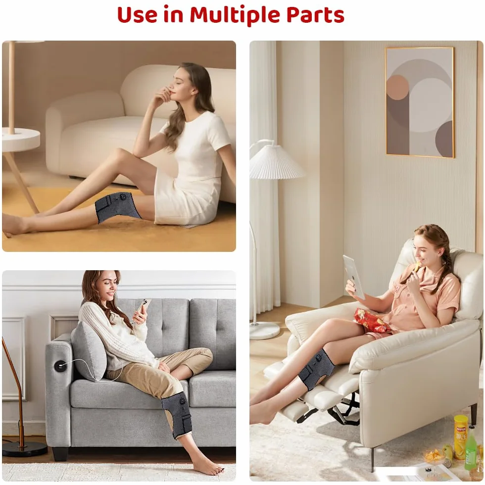 Coussin chauffant sans fil pour sciatique, 3 niveaux de chaleur, 6 modes massage vibration, hanches, batterie