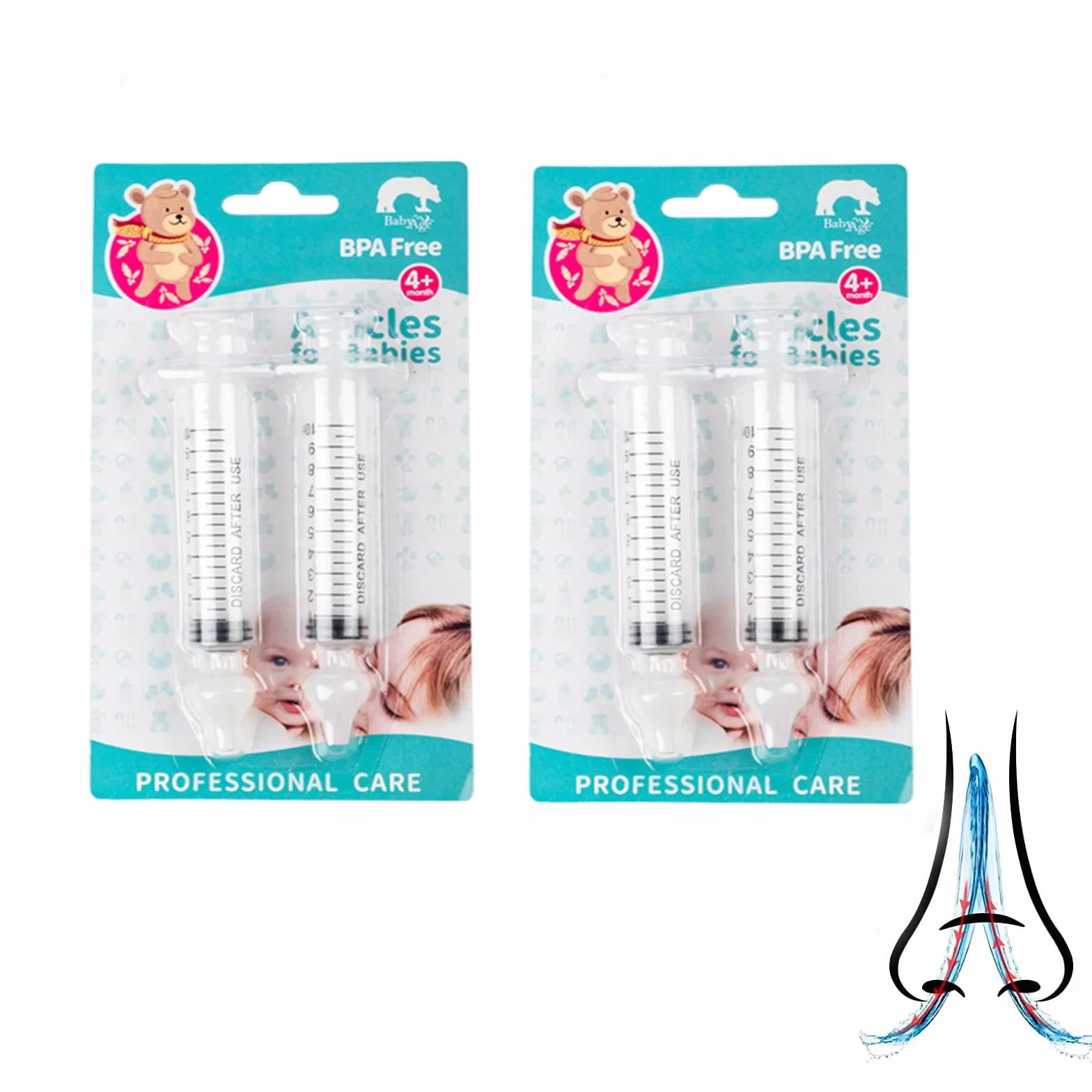 Aspirateur Nasal pour bébé Mouché-Bébé avec Embout en Silicone Réutilisable 10 ml