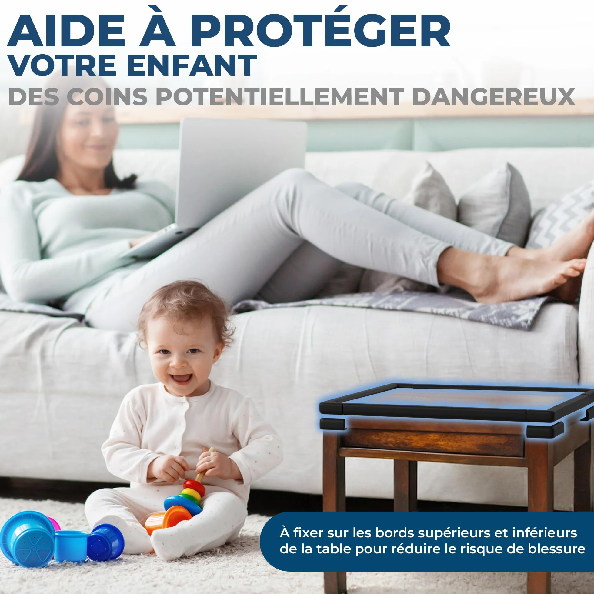 Hoffenbach Protection en Mousse pour Bords & Coins – Bande de Sécurité 6,2 m avec 12 Coussins d’Angle – Lit Bébé – Noir