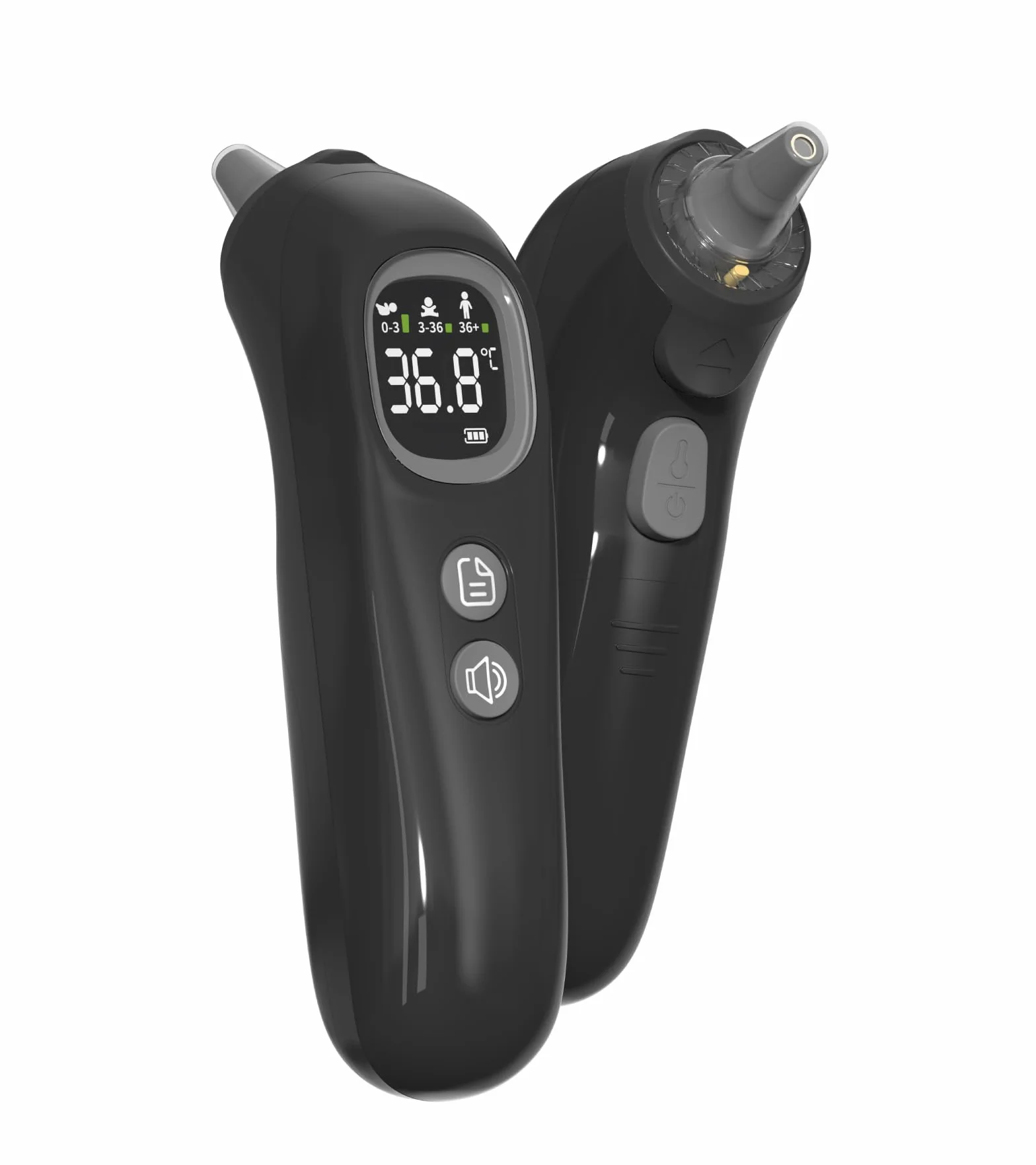 Thermomètre Auriculaire Haute Précision 1 Seconde Guidage Intelligent par Âge Mode Silencieux Numérique Enfants Adultes 20 Embouts
