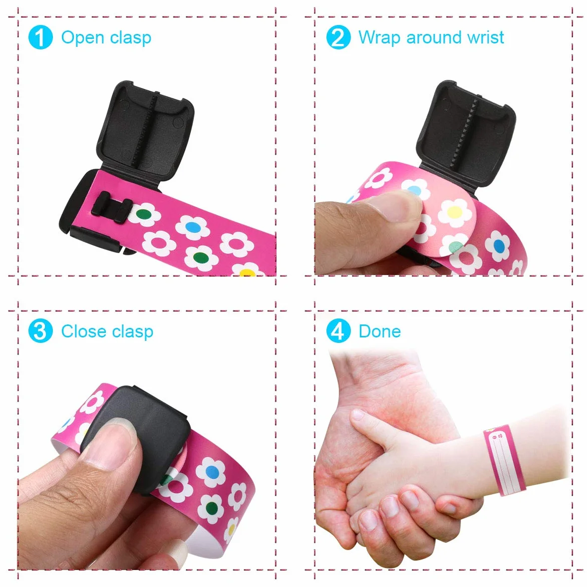 Bracelet Identification Enfant Vicloon 12PCS Anti Perdu Réutilisable Étanche