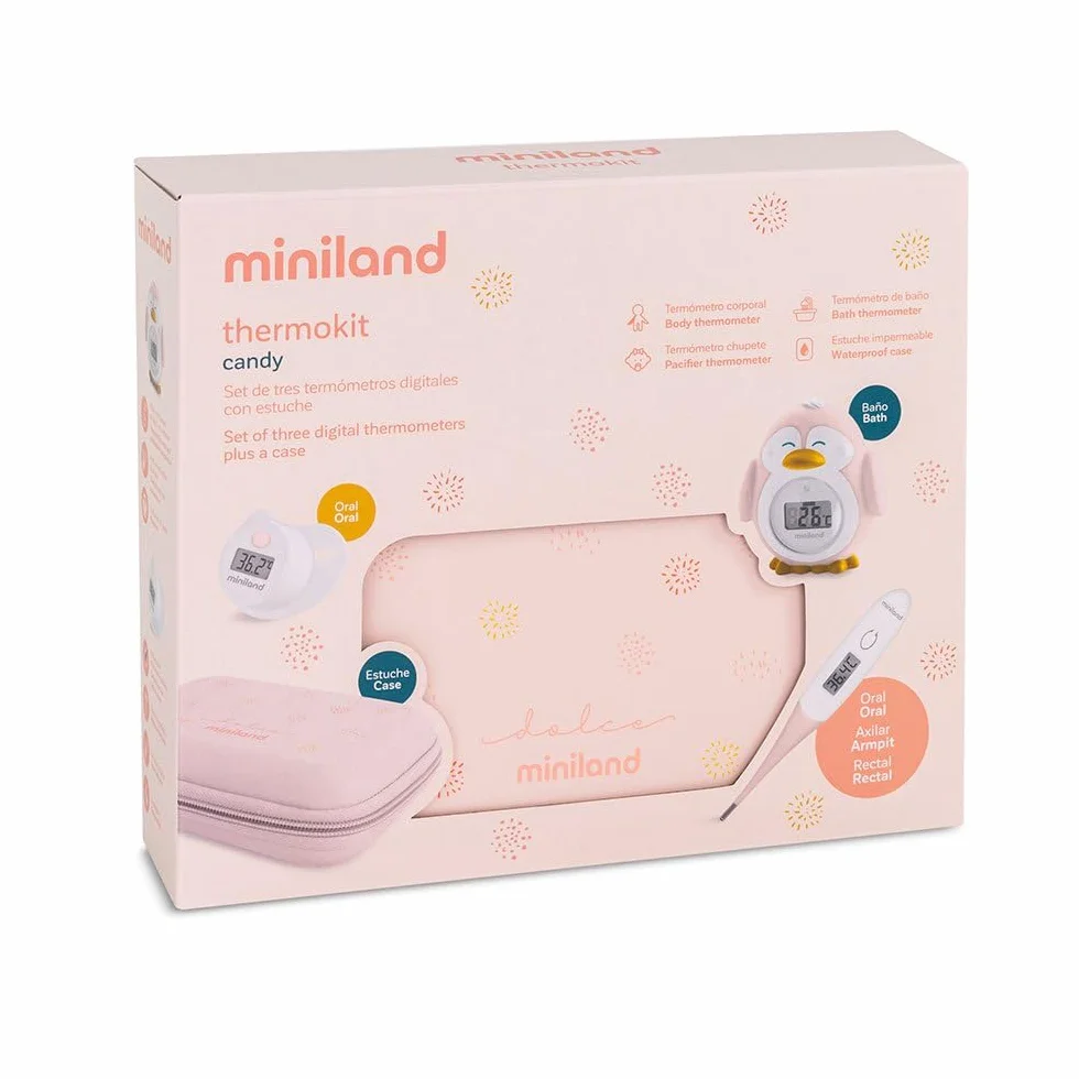 Miniland Thermokit Dolce Candy - Jeu de 3 thermomètres bébé dans trousse pratique