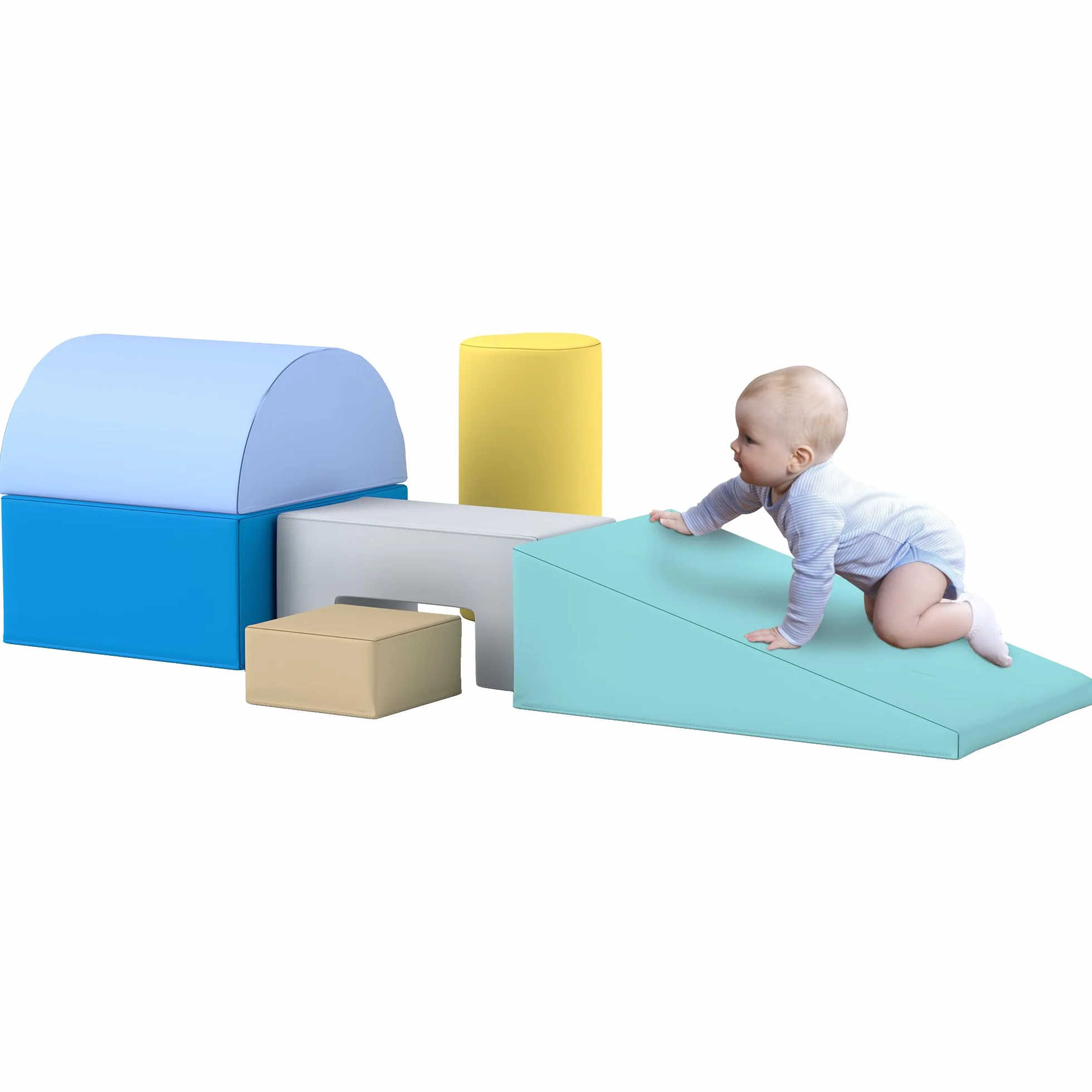 AIYAPLAY Parcours motricité bébé 6PCS Blocs de Construction en Mousse avec Housse en revêtement synthétique Jouets éducatifs Multicolore