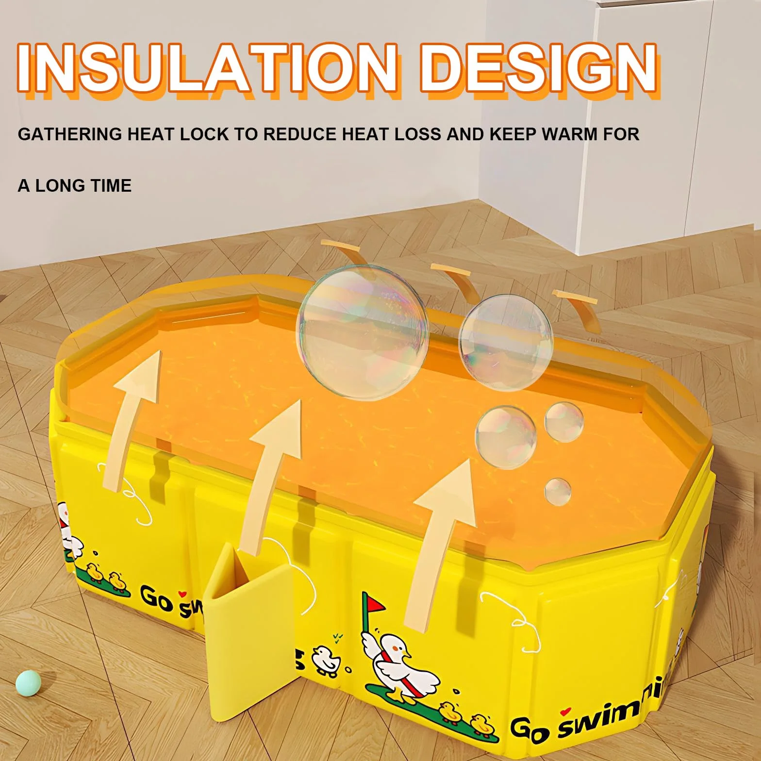 Baignoire Bébé Pliable Grande avec 5 Balles et 4 Canards Bouchon de Vidange Enfant 0-8 Ans Vert