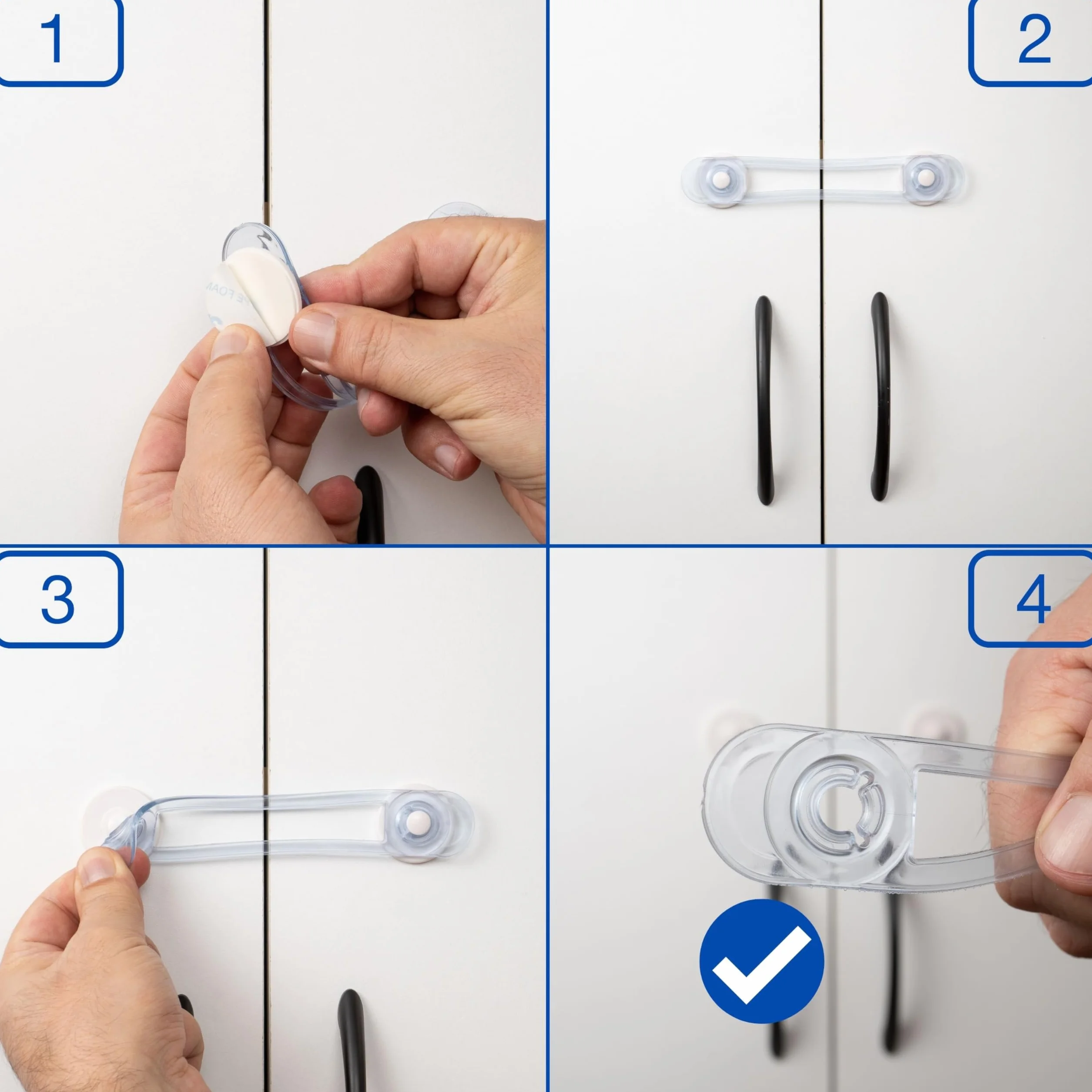 Serrures de Sécurité pour Enfants 8 pièces Transparent Multifonction pour Armoires Tiroirs Garde-manger Four Réfrigérateur