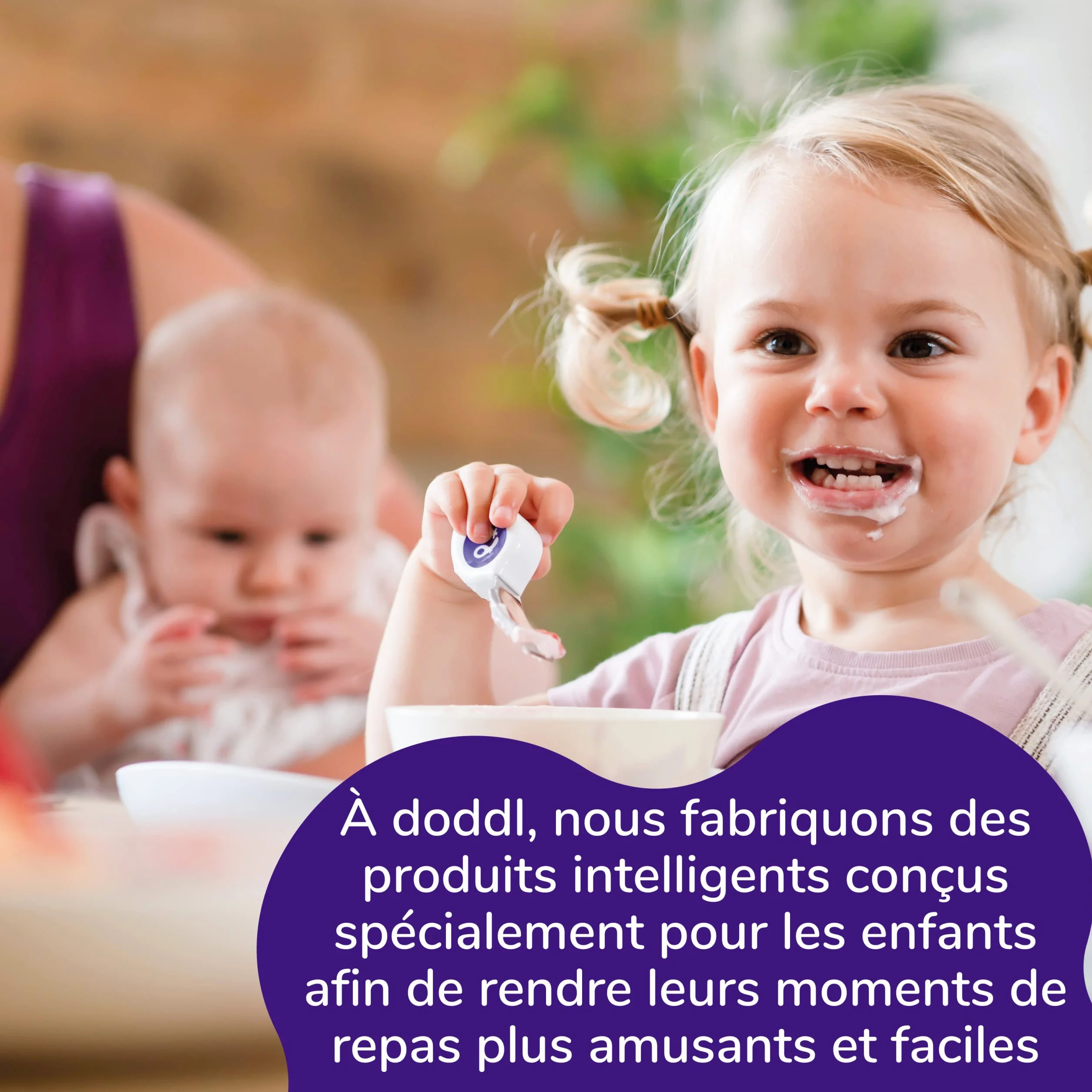 Ensemble 2 pièces cuillère fourchette doddl - Couverts pour tout-petit, ustensiles sevrage 1 an+ Aqua