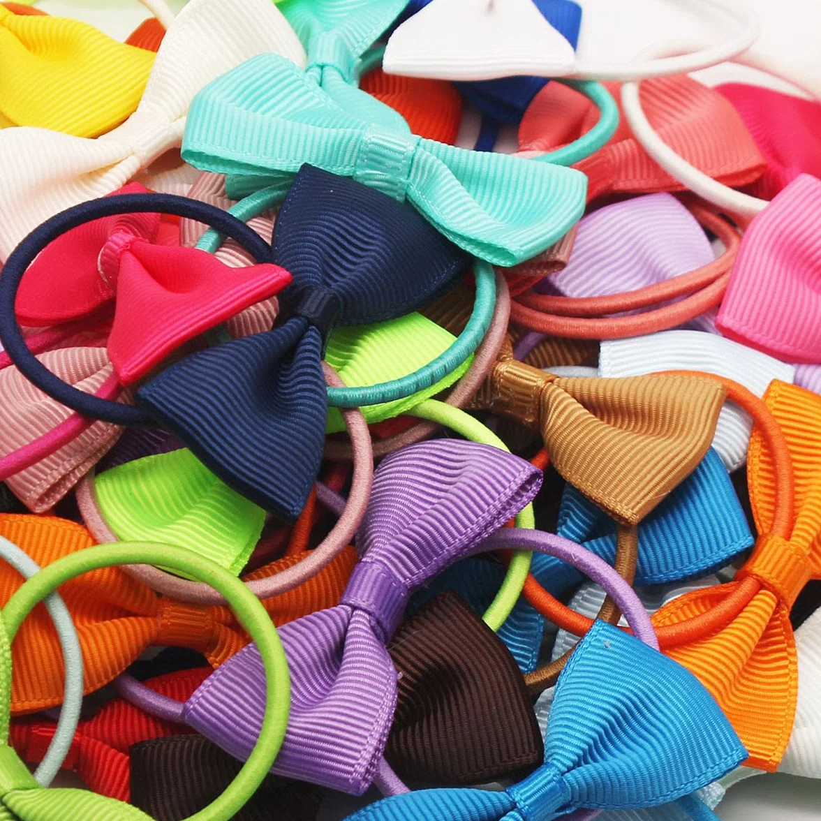 Mini Rubans à cheveux bébé fille 4,4 cm - Nœuds gros-grain élastiques enfants tout-petits