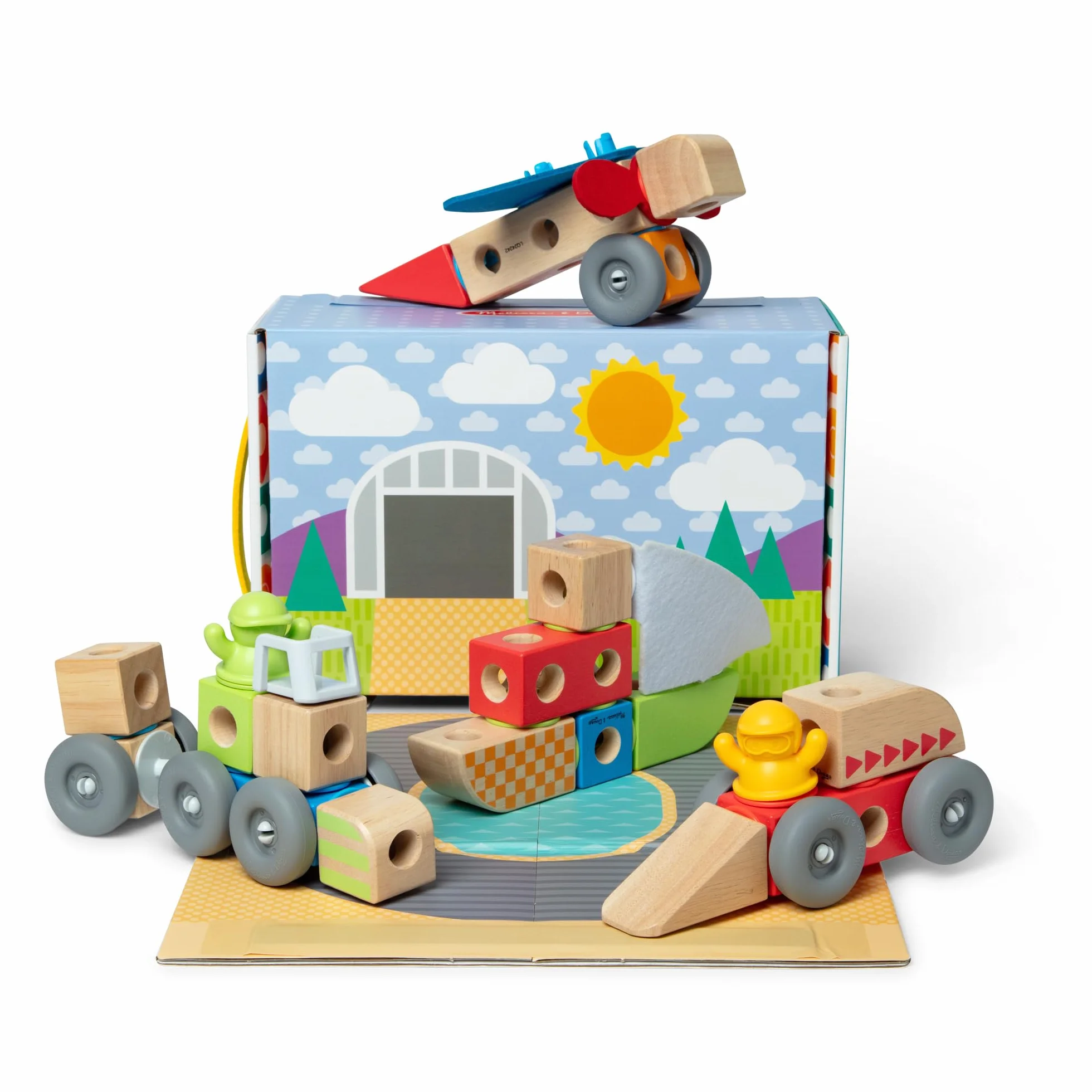 Melissa & Doug Blockables Véhicules 54 Pièces Puzzle Enfant Jouet En Bois Montessori