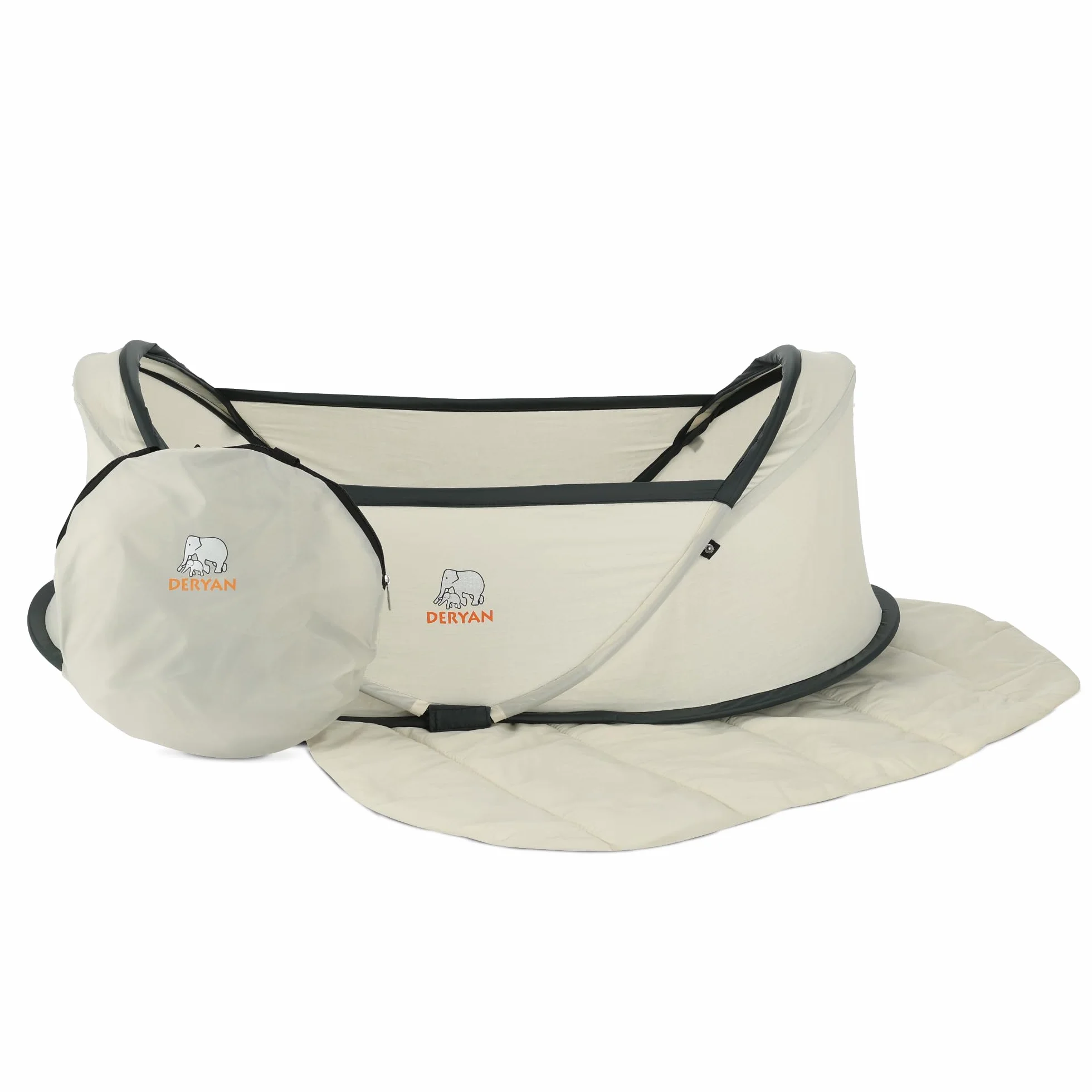Deryan Infant Baby Crème Pop up Léger Compact Pliable Déplié en Seulement 2 Secondes avec Moustiquaire Sac de Transport, Twin
