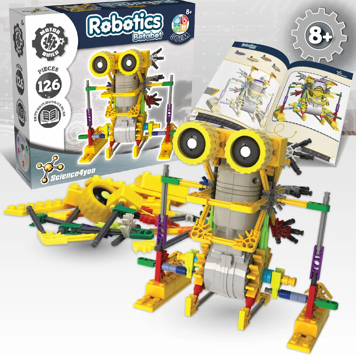 Science4you Betabot Robot pour Enfant - Kit Robot à Construire 126 pièces - Jeux de Construction Cadeau Garçon Fille 6-10+ Ans
