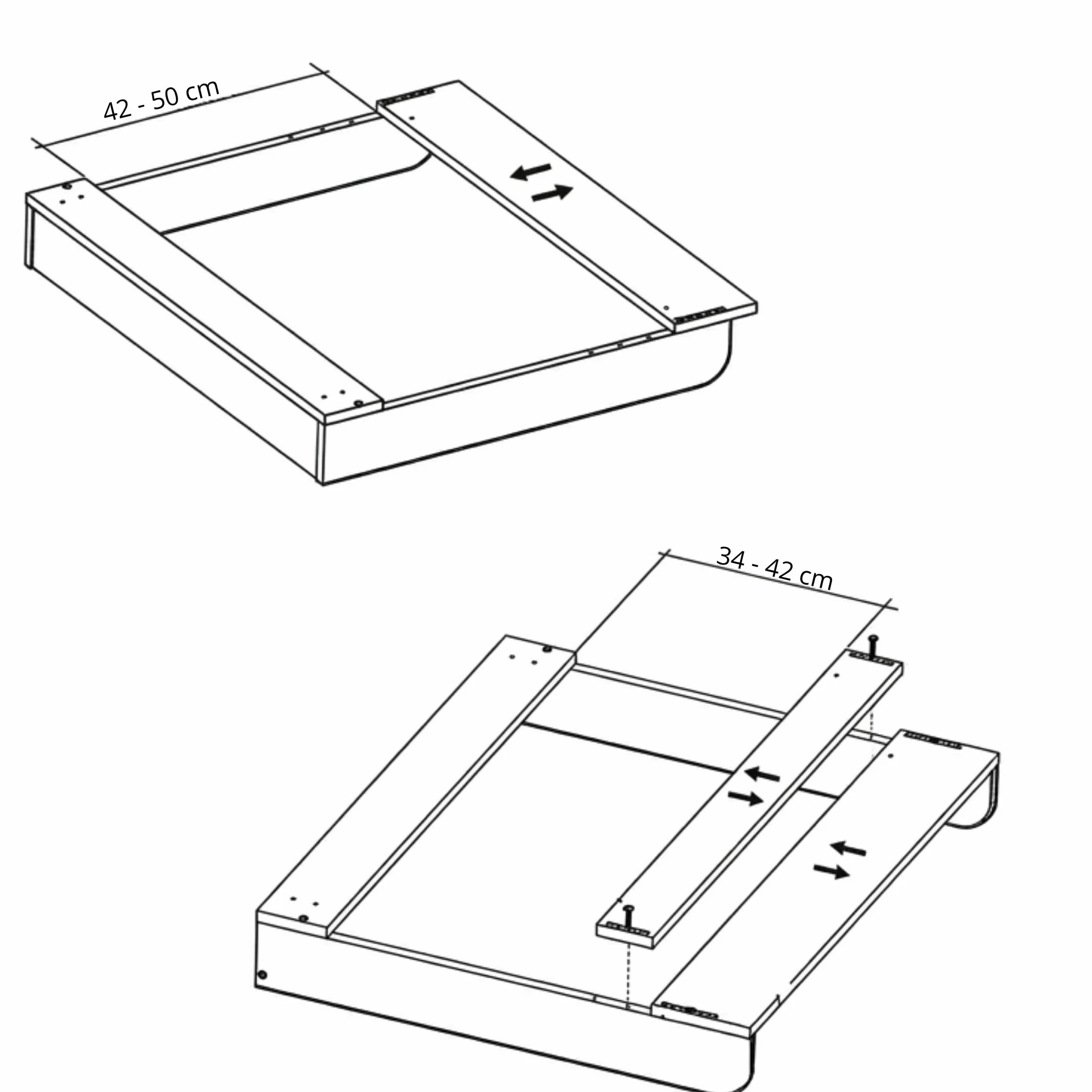 Table à langer bébé Blanc 53,2 x 70 cm Réglable extensible 34–50 cm Bords surélevés