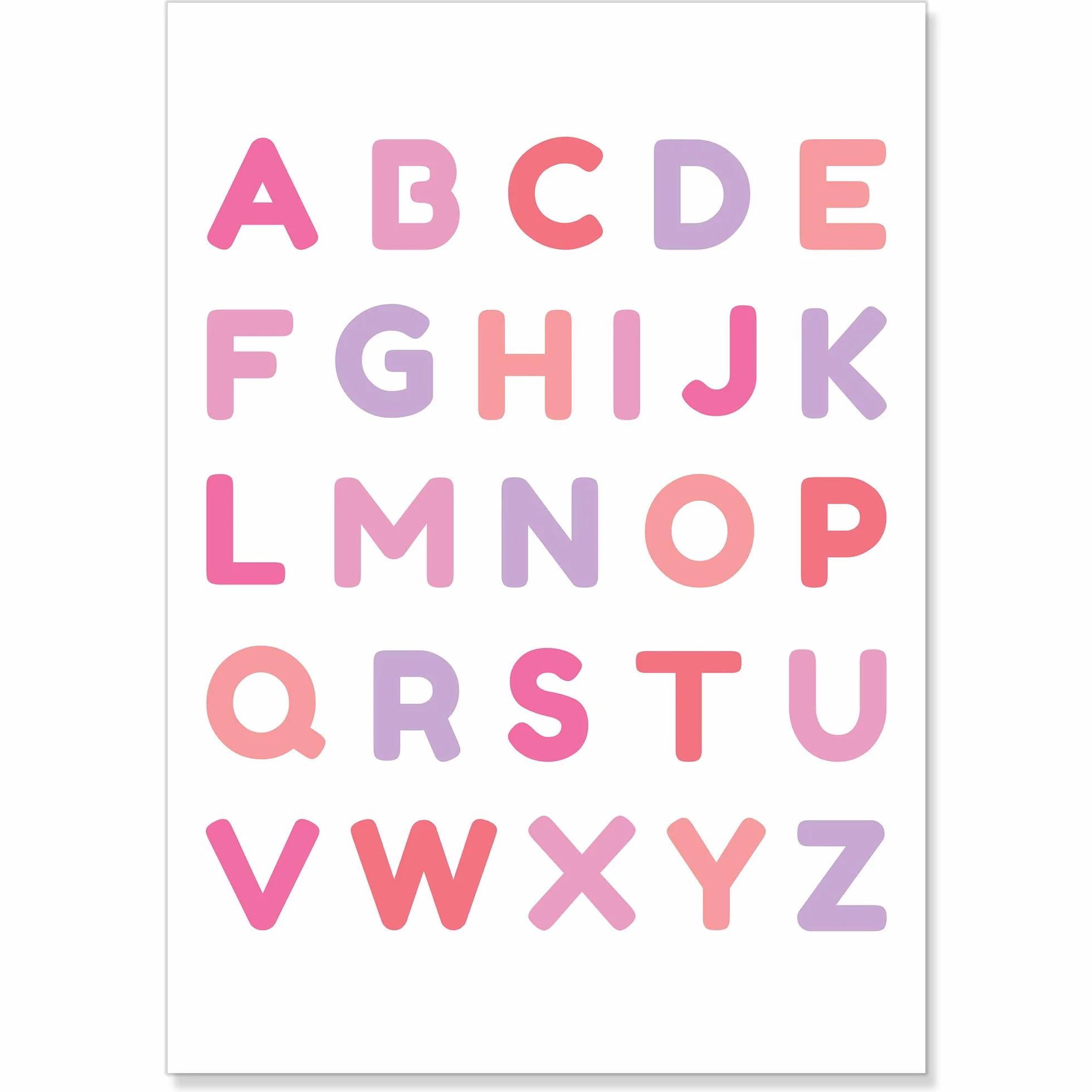 PREMYO Affiche Décoration Murale Alphabet ABC Arc-en-ciel Rose Papier Épais A4