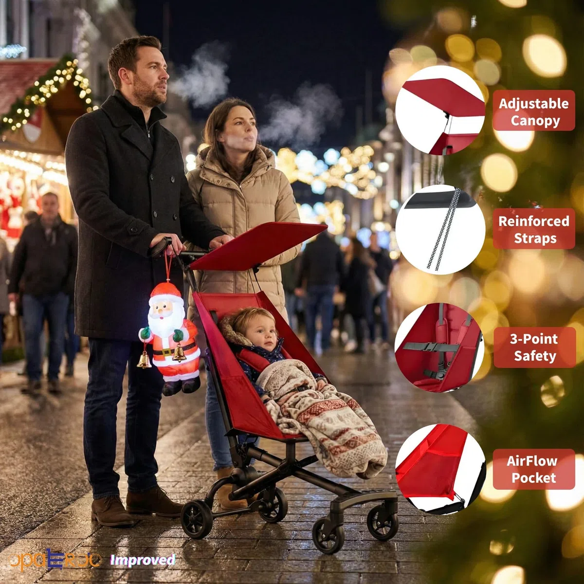 Poussette De Voyage Ultra-légère, 2,8kg Pliage Et Dépliage D'une Main Compact Pour Avion, Avec Coussin Dorsal Pour Enfants 0-4 Ans, 4 Couleurs red