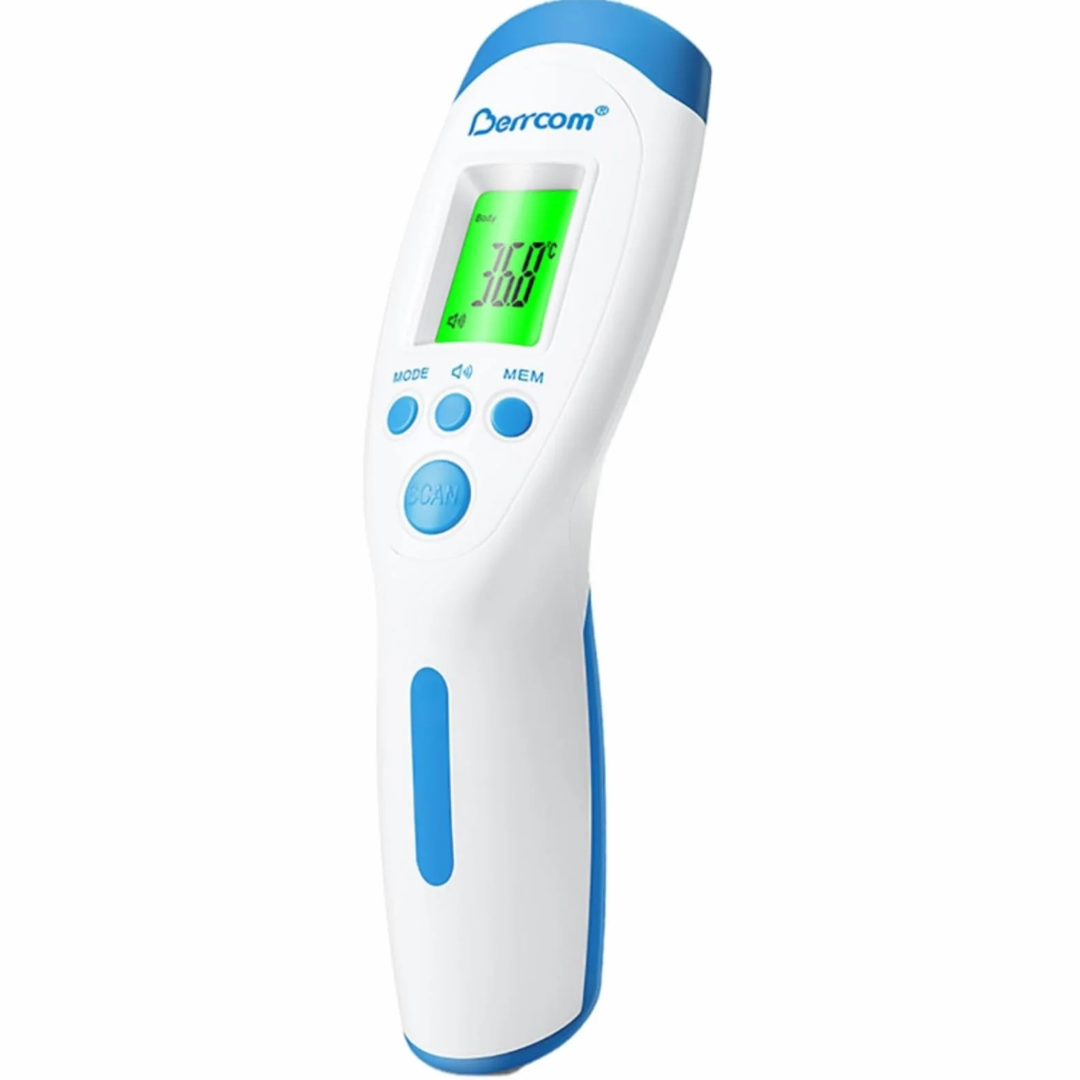 Berrcom Thermomètre infrarouge frontal sans contact avec alarme fièvre 3 couleurs °C/°F