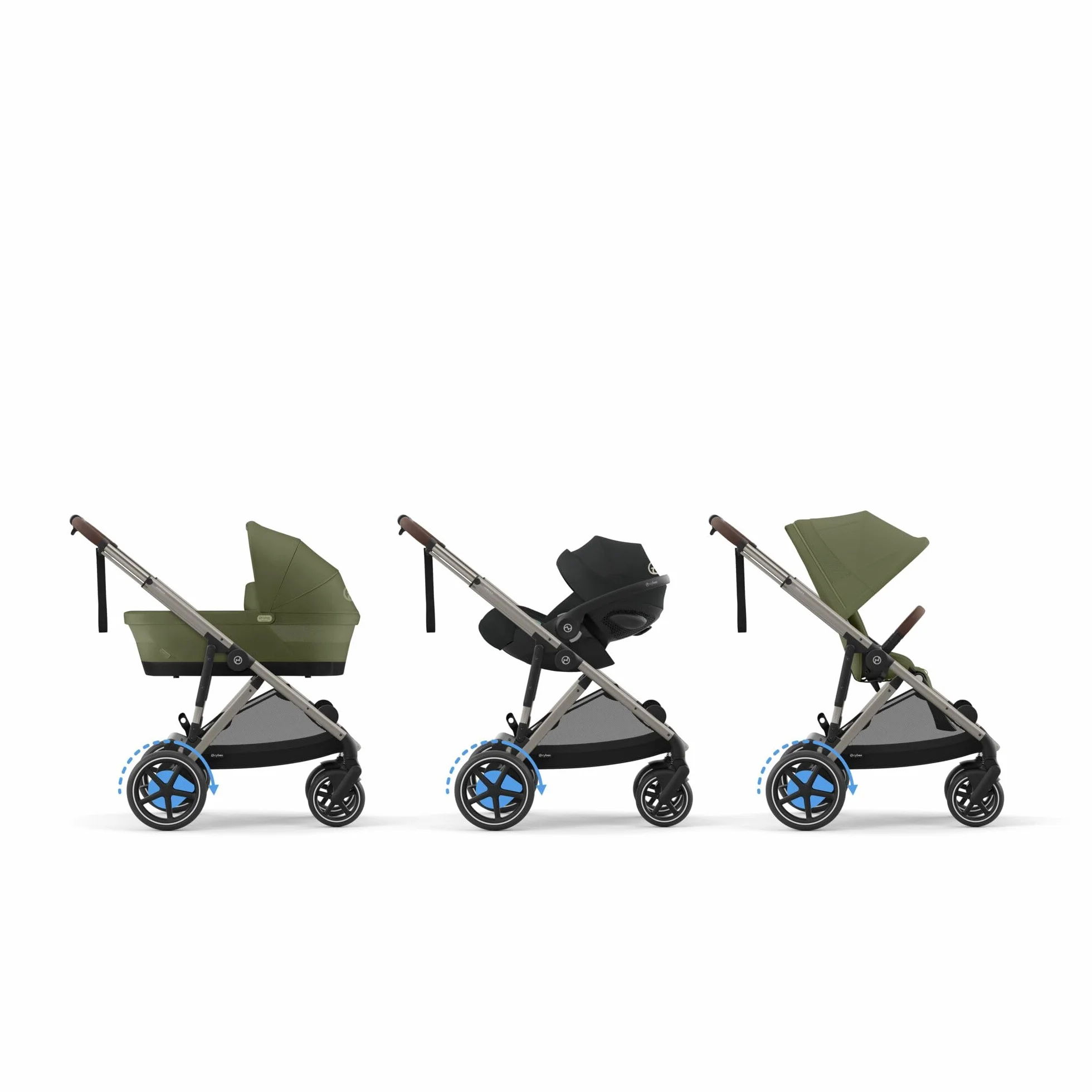 CYBEX Poussette Gold e-GAZELLE S tout-en-1 propulsion électrique 22 kg vert mousse
