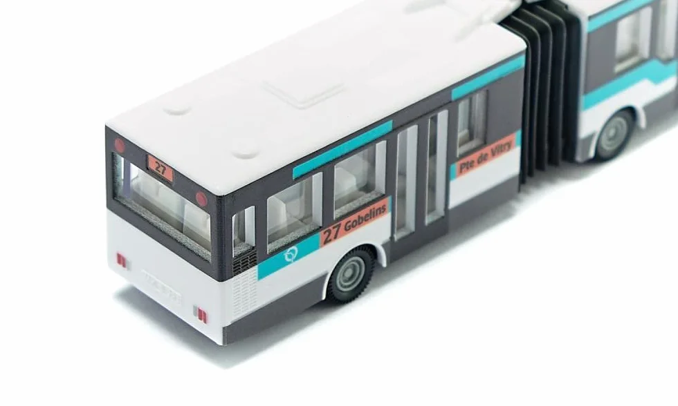 Siku Autobus Articulé À Soufflet Métal Plastique Blanc Turquoise Pneus Caoutchouc Véhicule Jouet Enfants