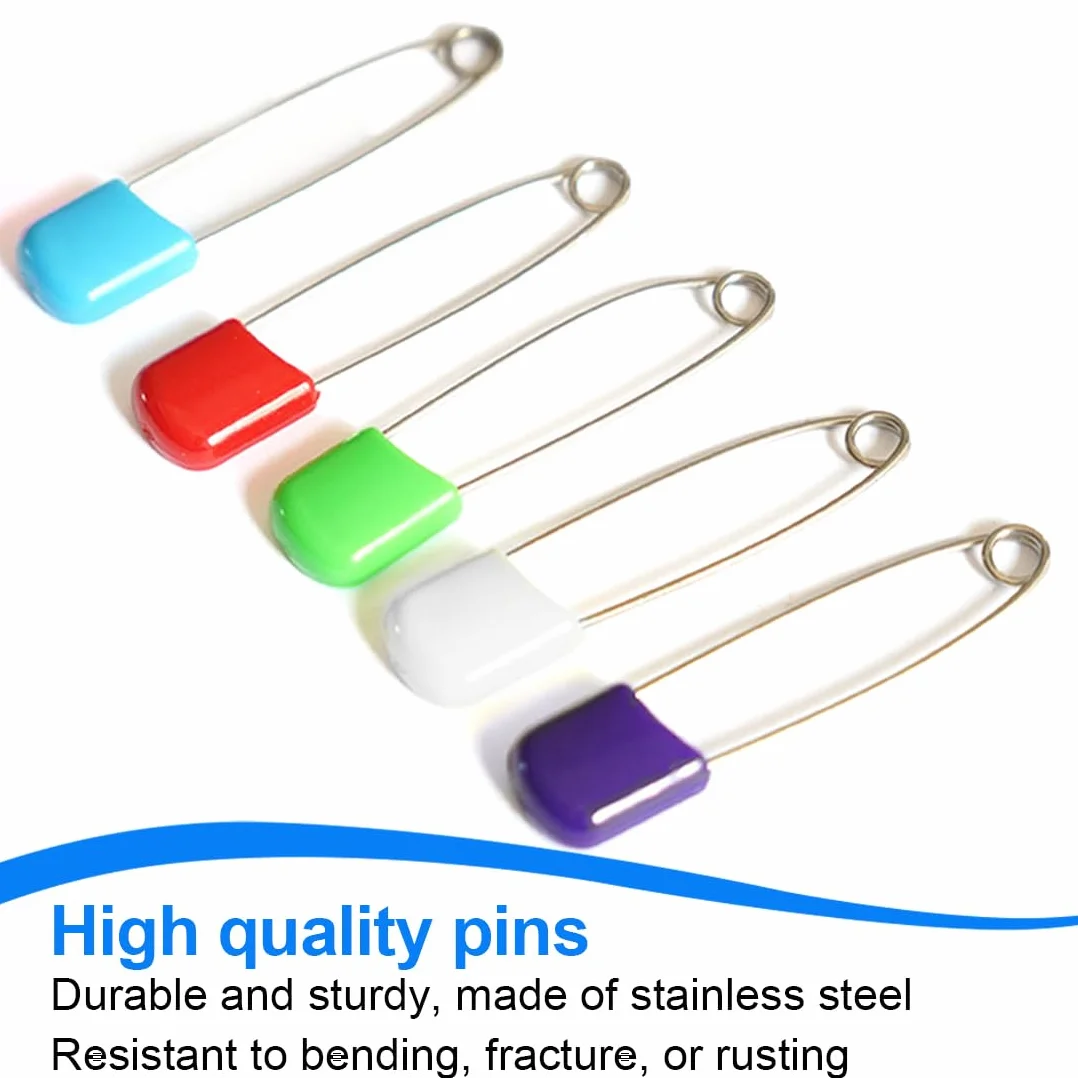 Épingles de Sûreté en Acier Inoxydable XPEX 50 Pièces 5 Couleurs avec Verrou de Sécurité