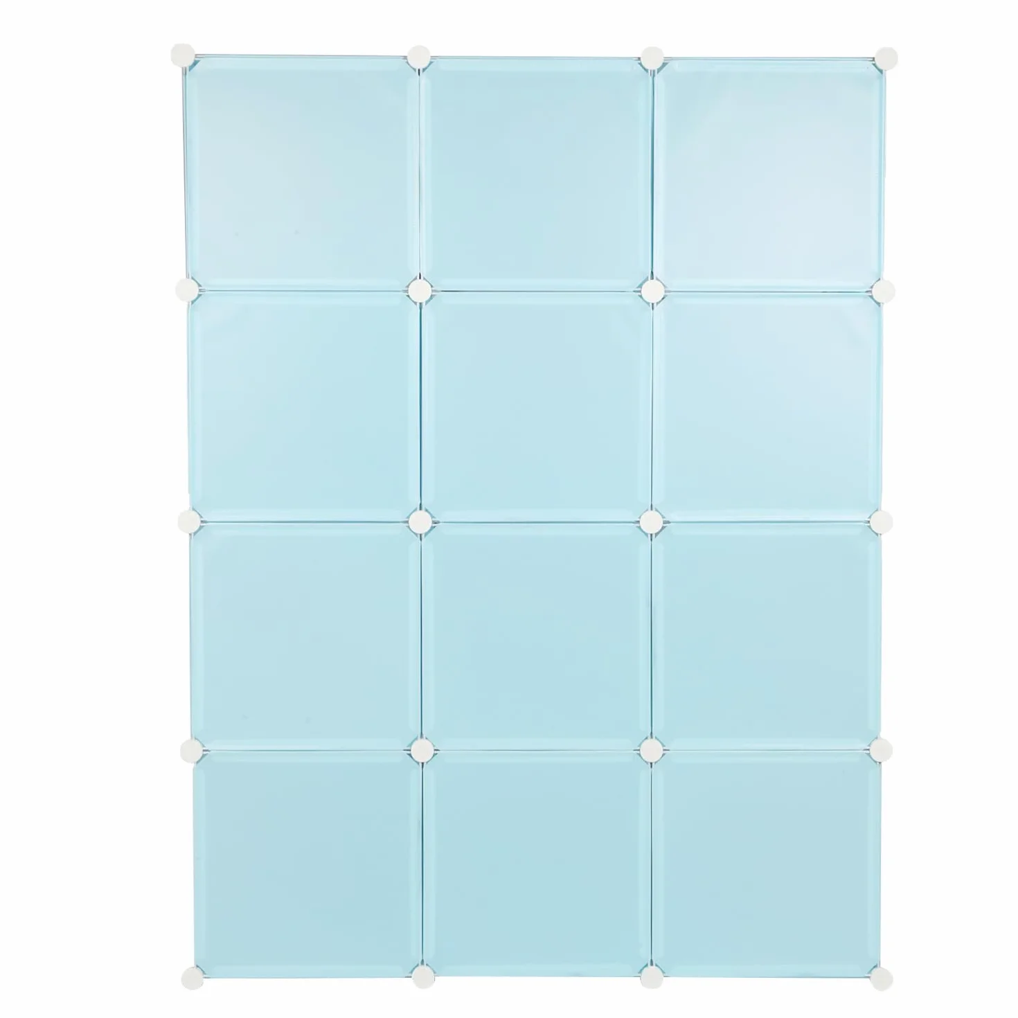 Armoire De Rangement Enfant 12 Cubes avec Portes, Meuble Cube pour Jouets, Vêtements, Chaussures Bleu 110x37x145cm