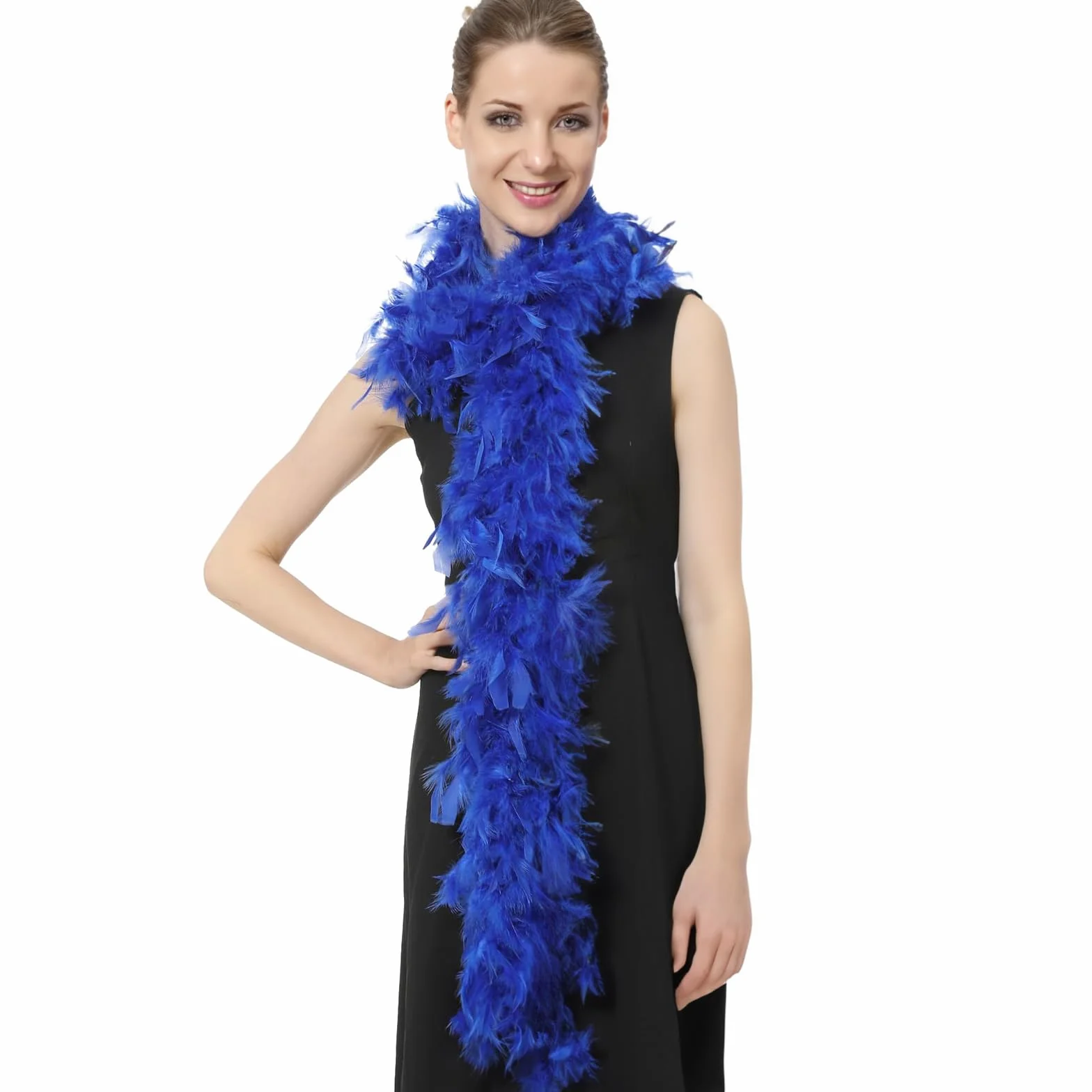 Boa en Plumes Bleu Roi 2M 80g DIY Accessoire Déguisement Carnaval Fête Halloween
