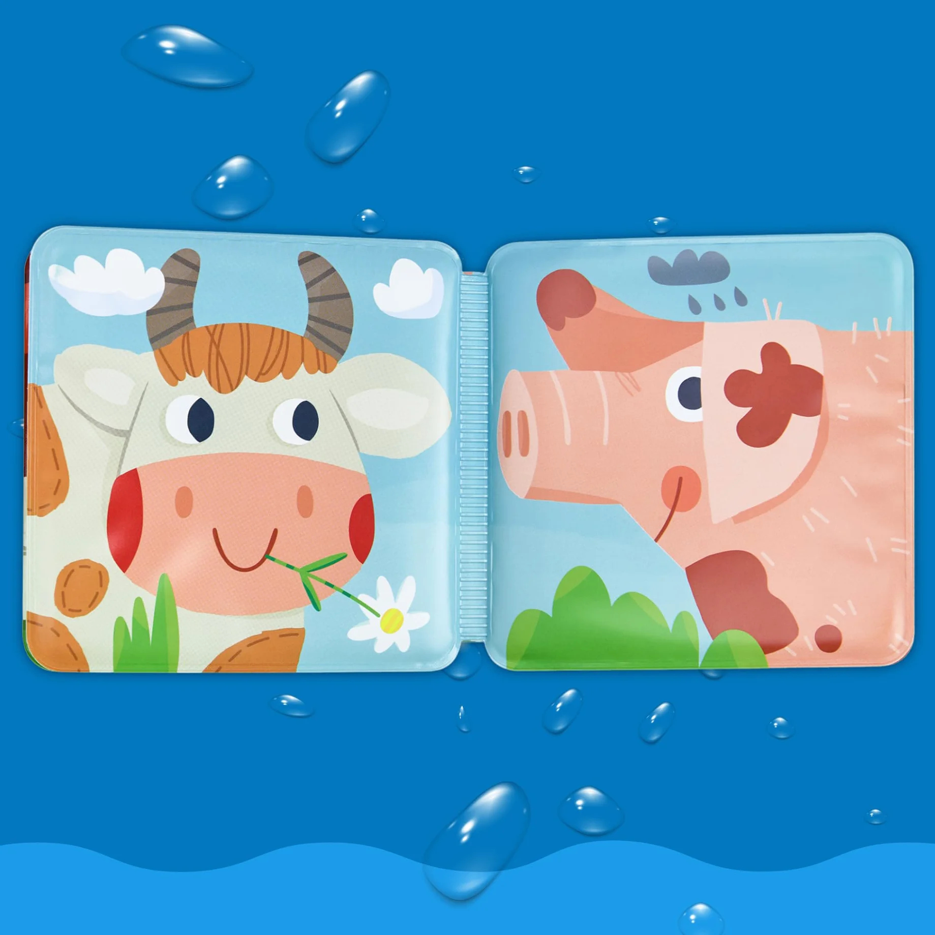 HABA Livre de Bain Les Amis des Animaux - Plaisir Aquatique dès 6 Mois avec Fonction cliquetis colorée