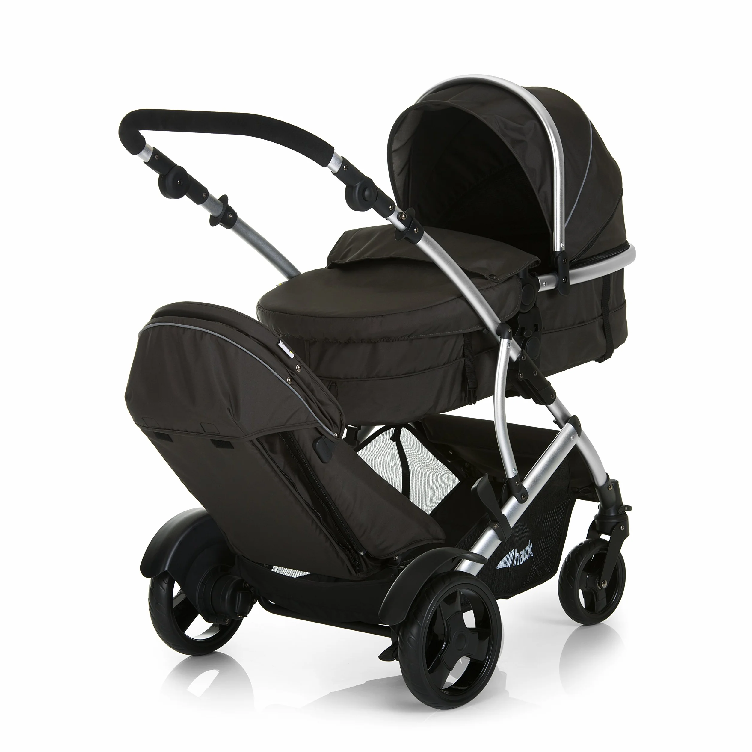 hauck Poussette Double Duett 2 Réversible Pliable Maxi 36 kg Inclus Habillage Pluie Forest Noir