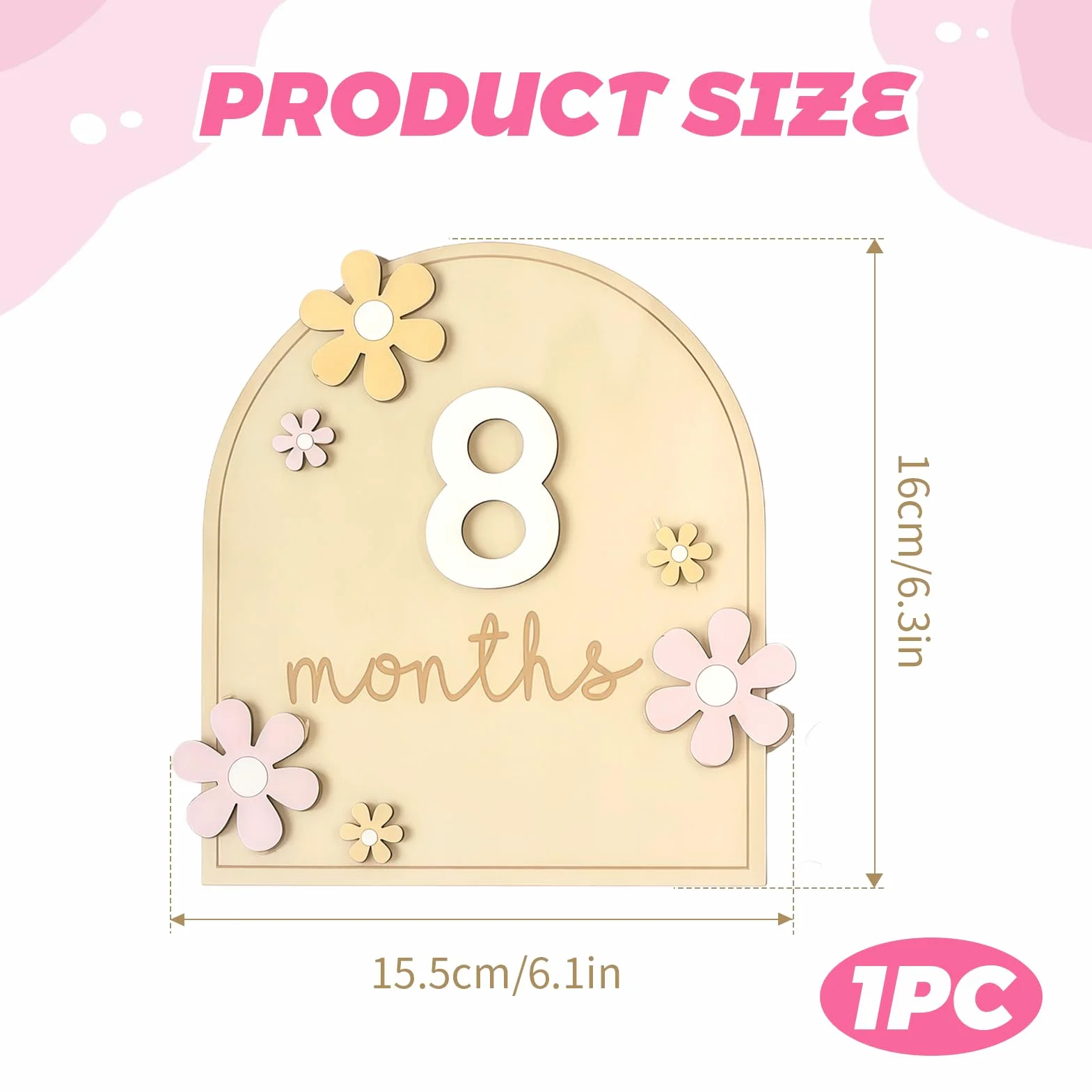 Carte Étape Bébé Bois Mensuelle Accessoire Photo 0-12 Mois Cadeau Naissance Baby Shower Enregistrement Croissance