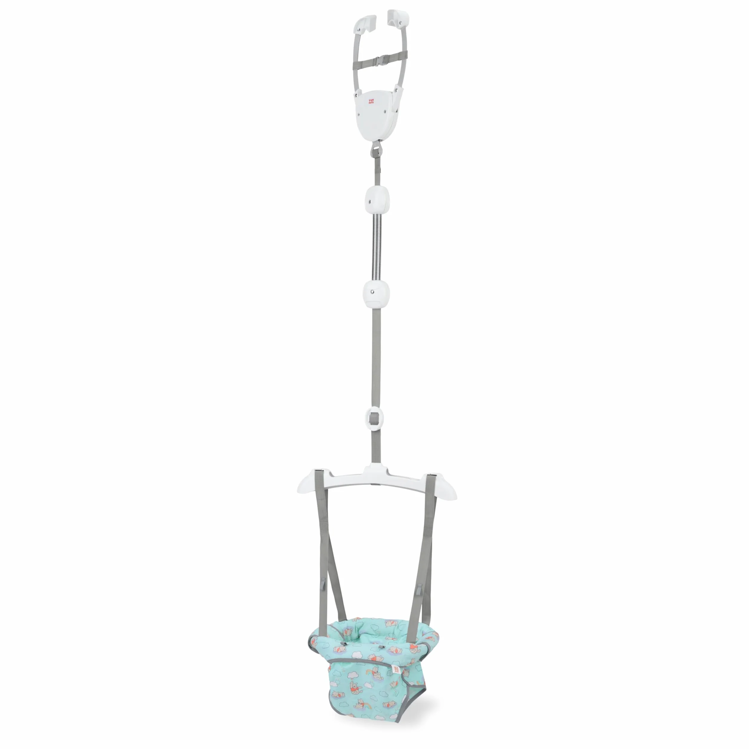 Bright Starts Sauteur de Porte Bébé Disney Winnie l'Ourson, Siège Suspendu Réglable, Hauteur Ajustable, Fixation Sans Outils, Léger & Portable, 4-12 kg