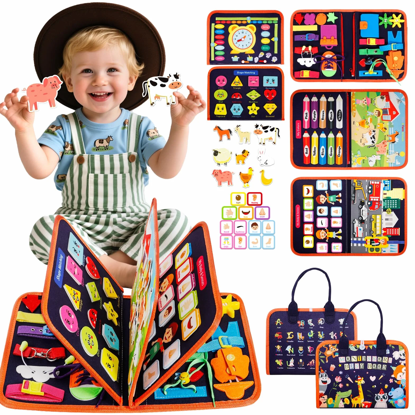 Busy Board Jouets d'Activité Montessori Quiet Book Cadeau Enfants Garçon Fille 1 2 3 4 Ans